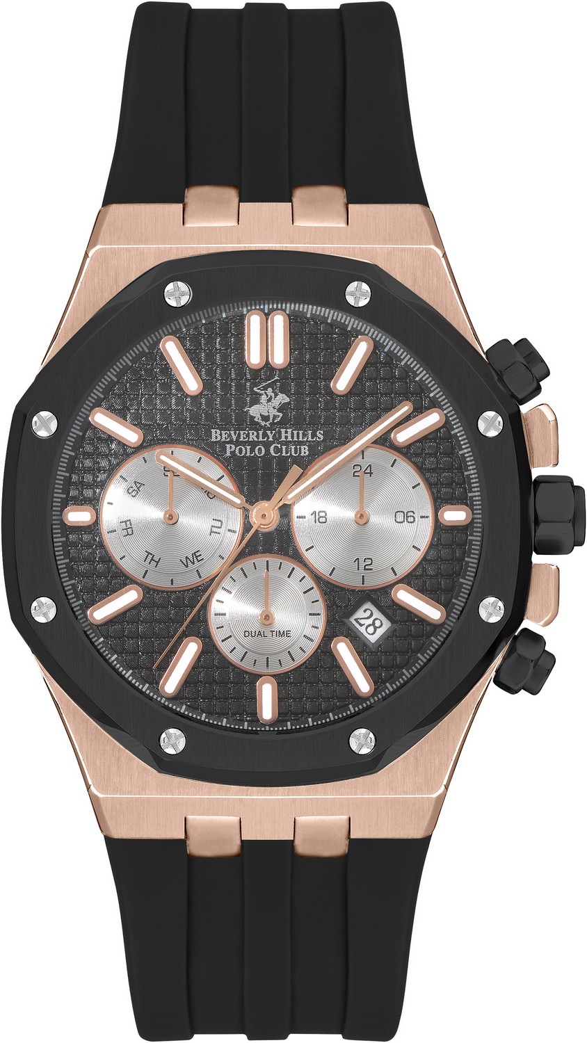 BEVERLY HILLS POLO CLUB  Мужские часы, кварцевый механизм, сталь с покрытием, 42 мм