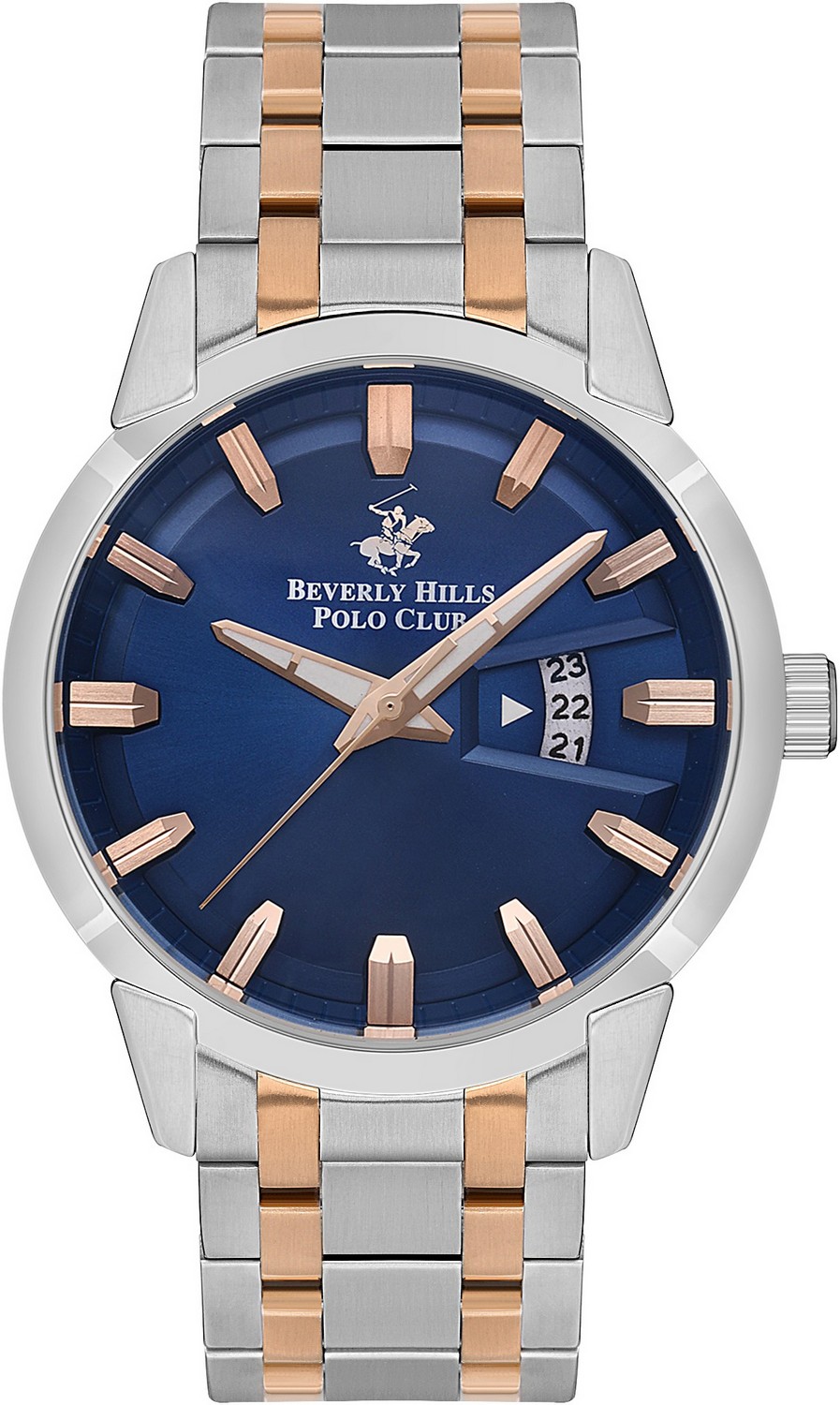 BEVERLY HILLS POLO CLUB  Мужские часы, кварцевый механизм, сталь, 44 мм