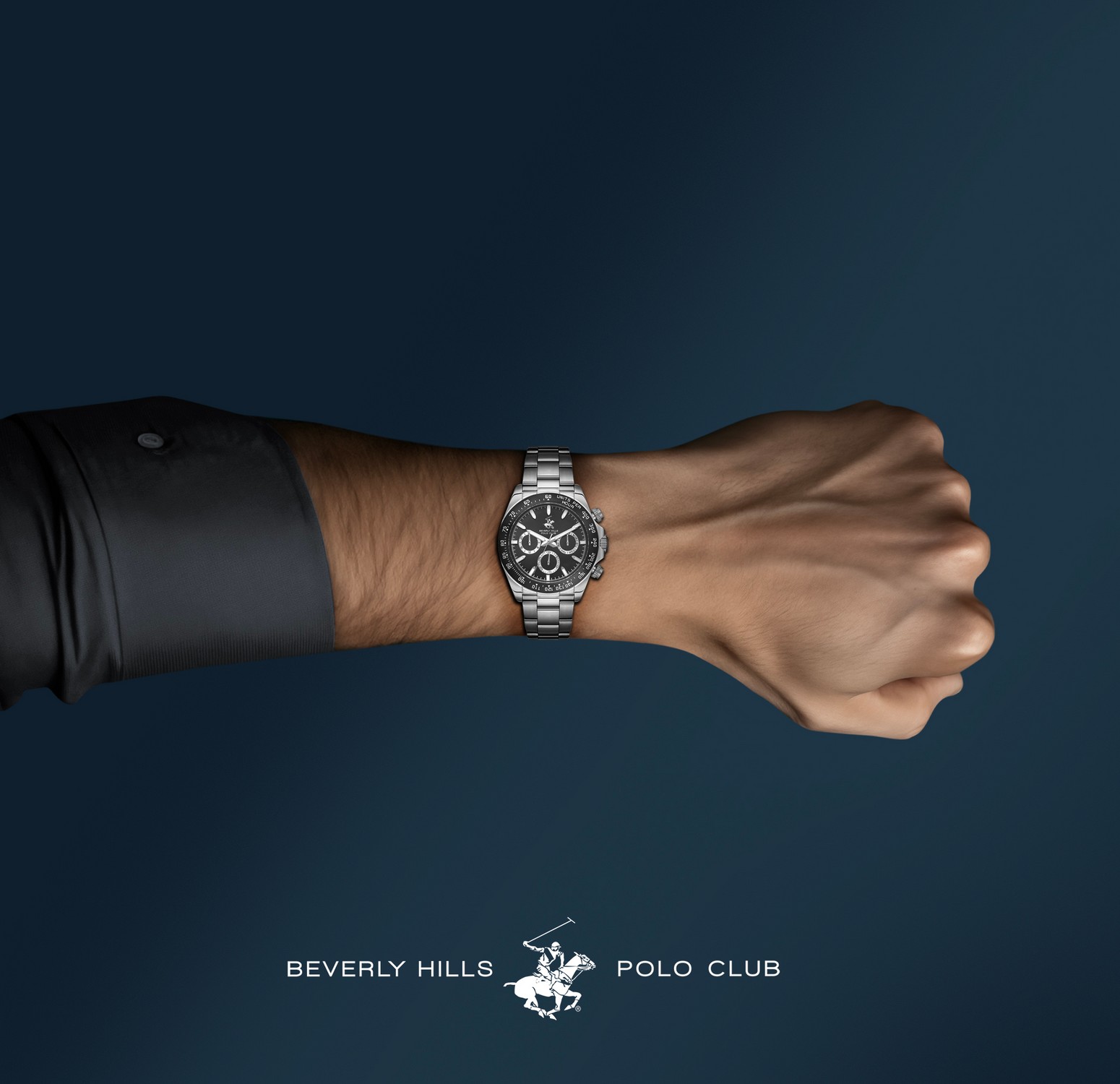 BEVERLY HILLS POLO CLUB  Мужские часы, кварцевый механизм, сталь, 42 мм