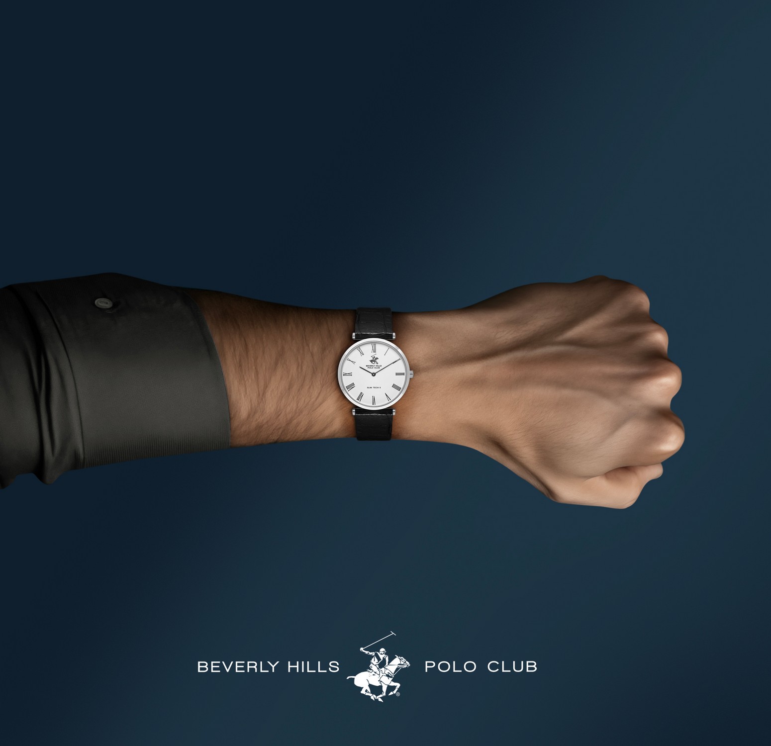 BEVERLY HILLS POLO CLUB  Мужские часы, кварцевый механизм, сталь, 39 мм