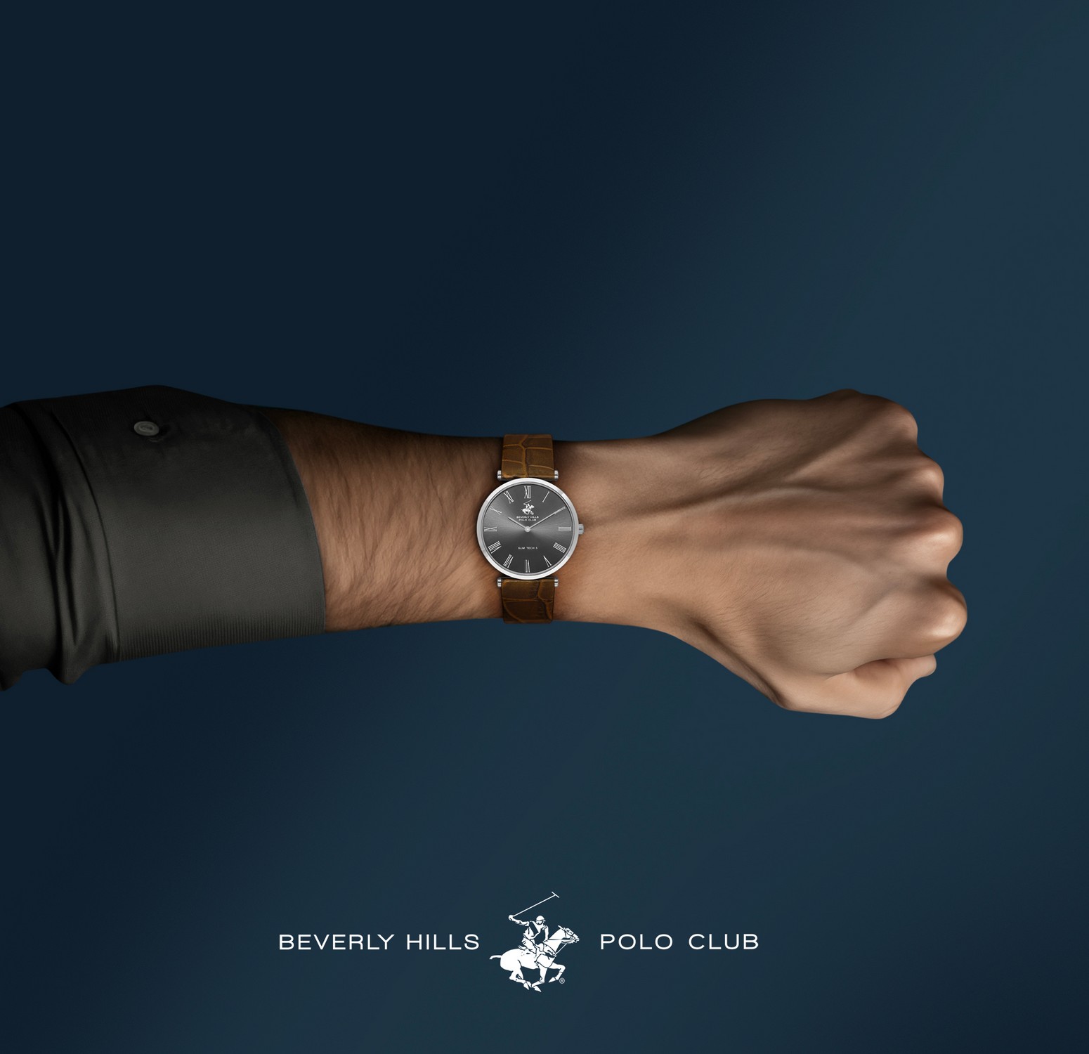 BEVERLY HILLS POLO CLUB  Мужские часы, кварцевый механизм, сталь, 39 мм