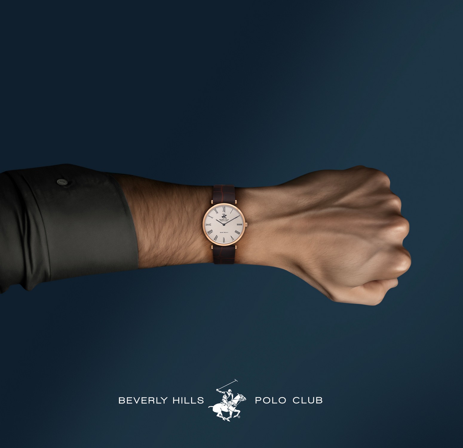 BEVERLY HILLS POLO CLUB  Мужские часы, кварцевый механизм, сталь с покрытием, 39 мм