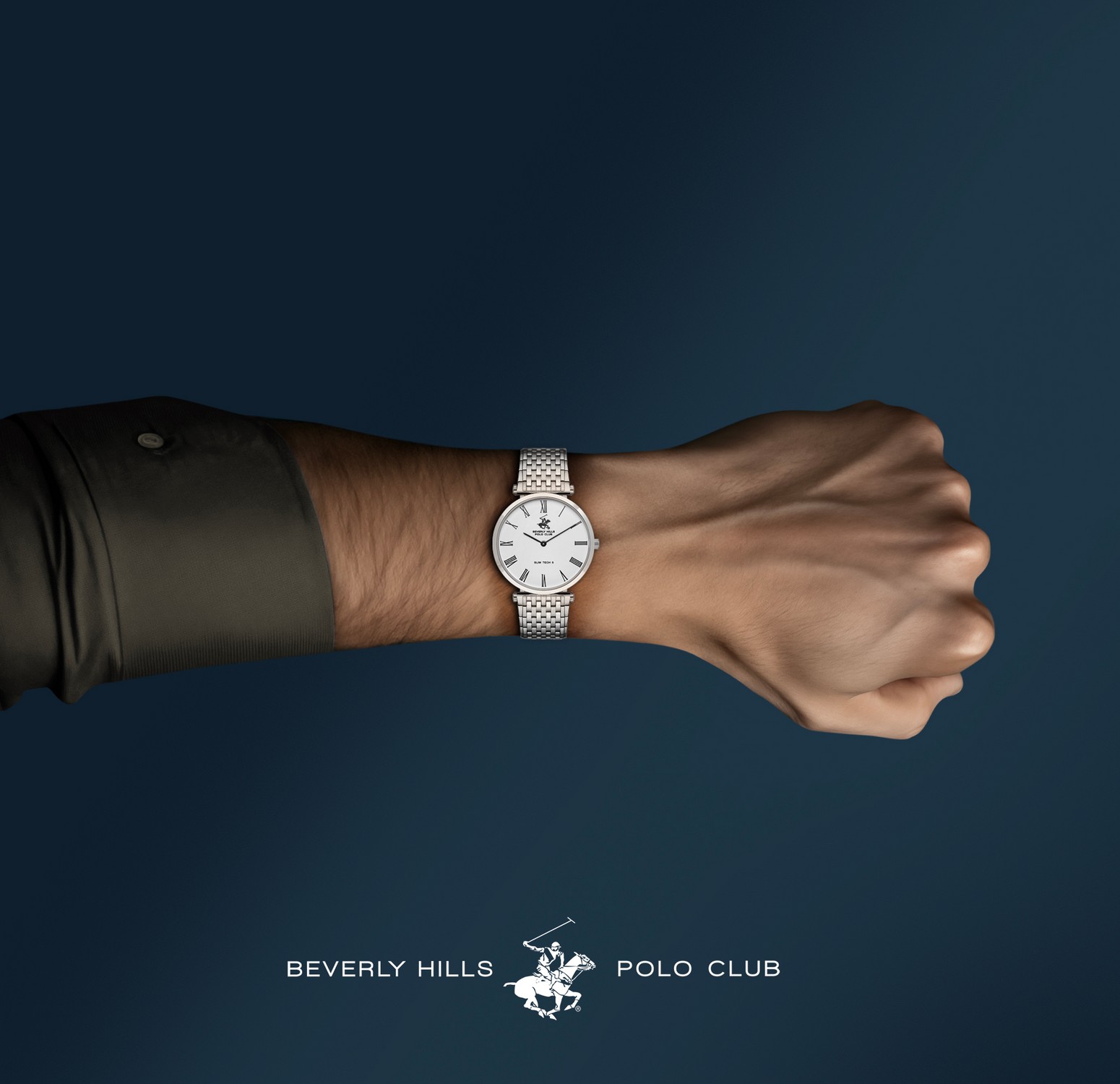BEVERLY HILLS POLO CLUB  Мужские часы, кварцевый механизм, сталь, 39 мм