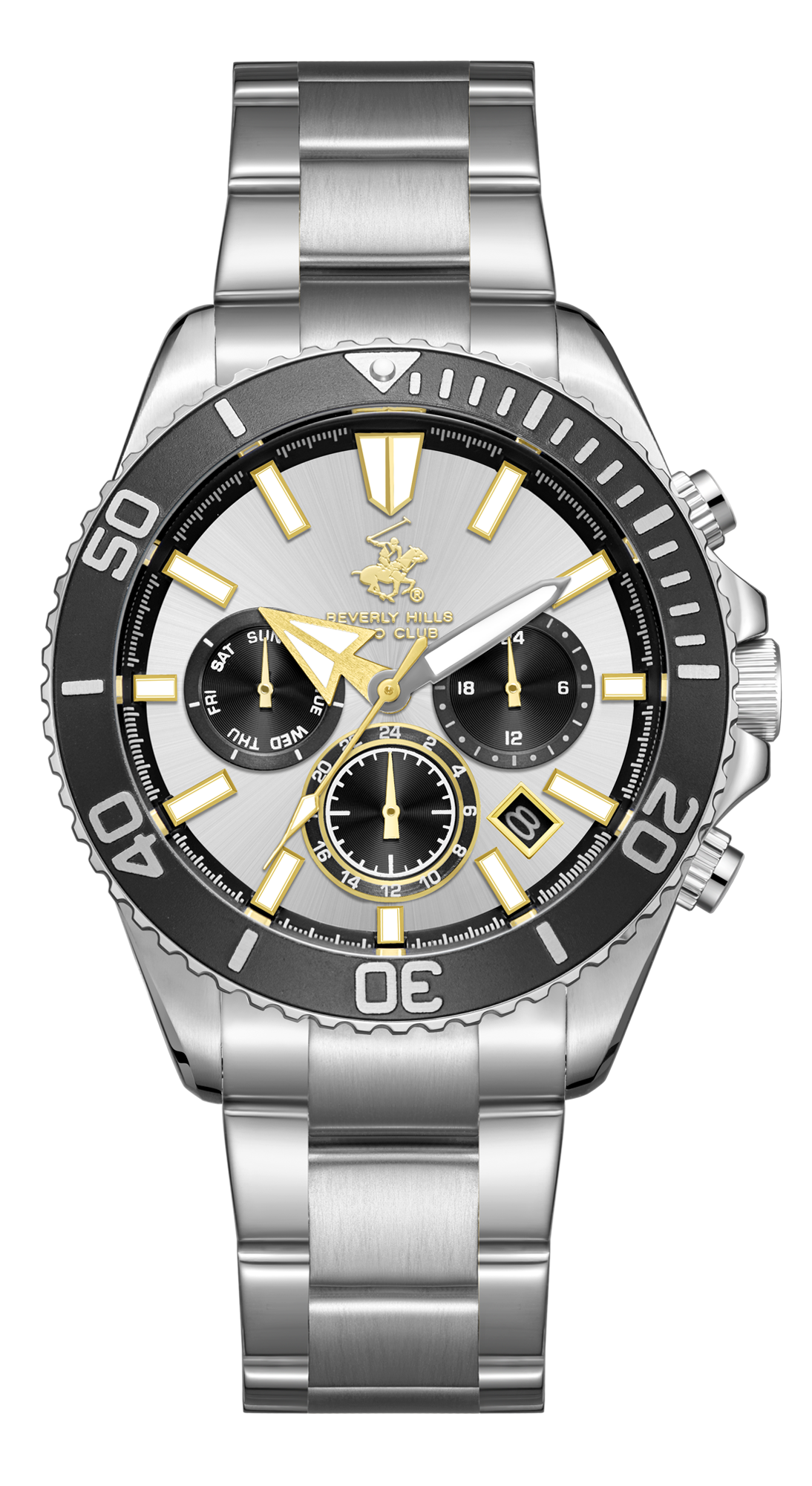 BEVERLY HILLS POLO CLUB  Мужские часы, кварцевый механизм, сталь с покрытием, 40,5 мм