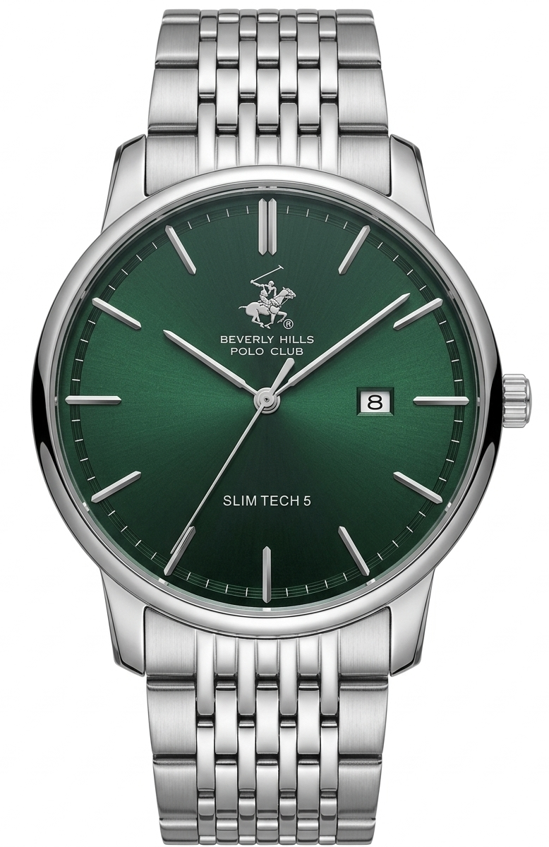 BEVERLY HILLS POLO CLUB   часы, кварцевый механизм, сталь, 40,5 мм