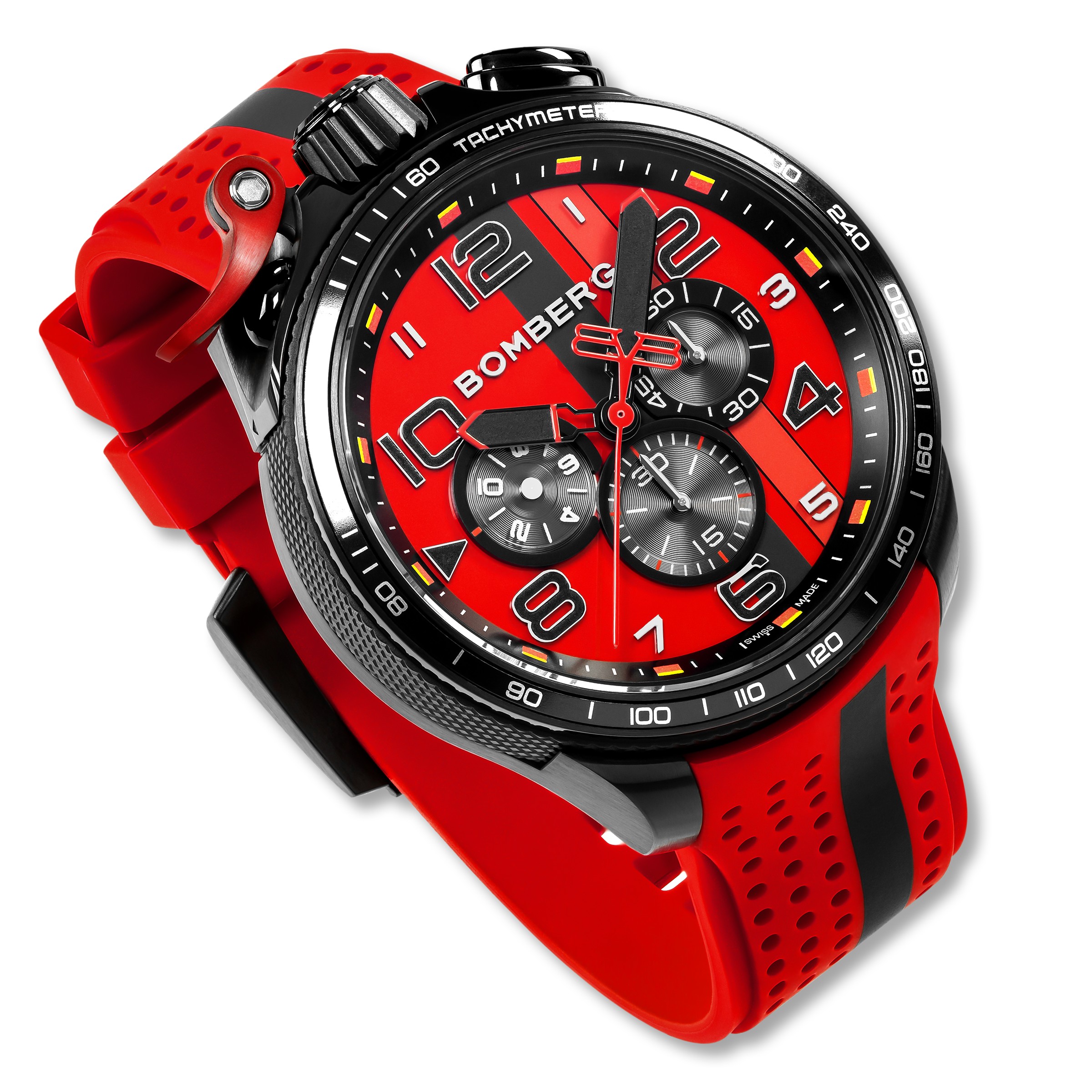 Bomberg  Мужские швейцарские часы, кварцевый механизм, сталь с покрытием, 45мм