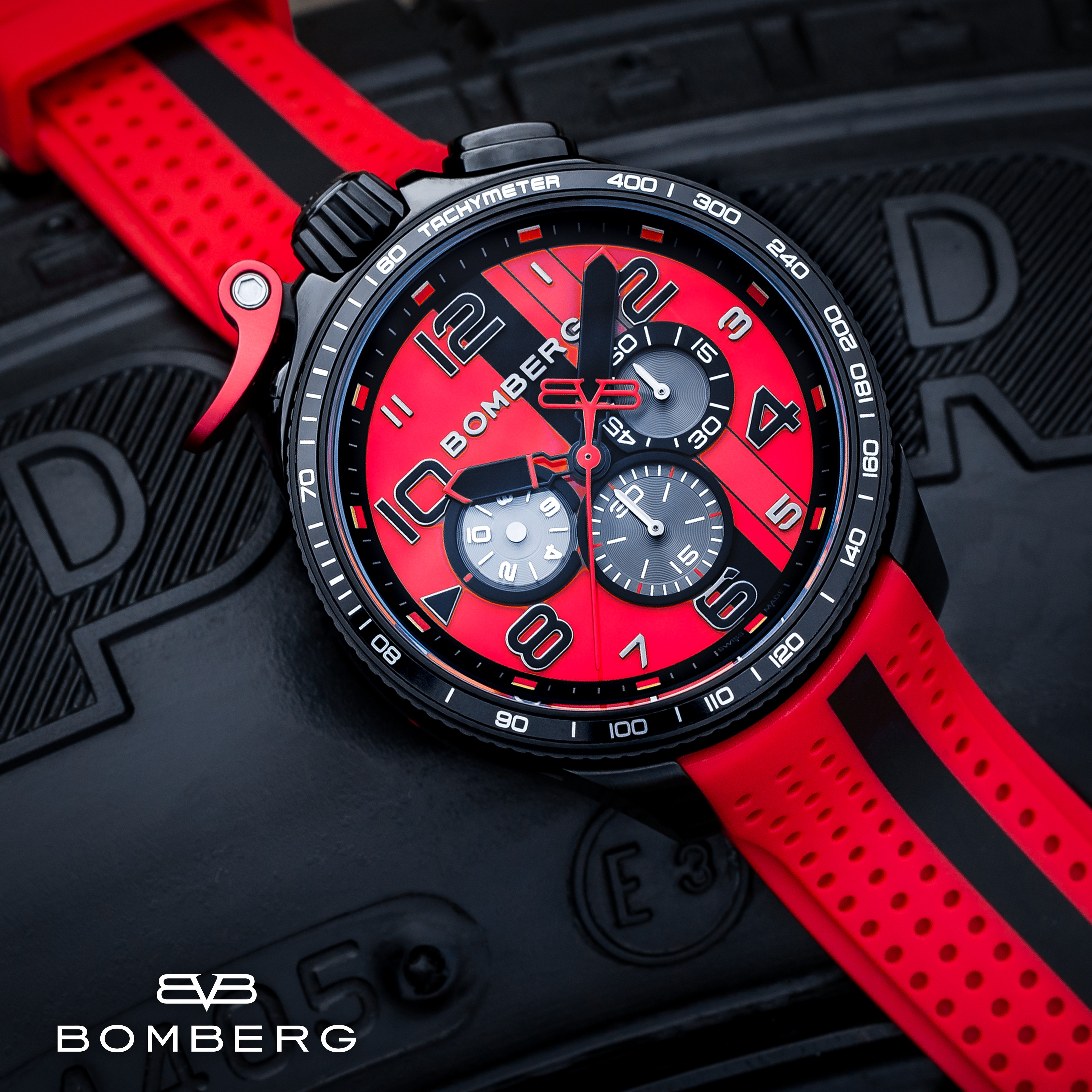 Bomberg  Мужские швейцарские часы, кварцевый механизм, сталь с покрытием, 45мм