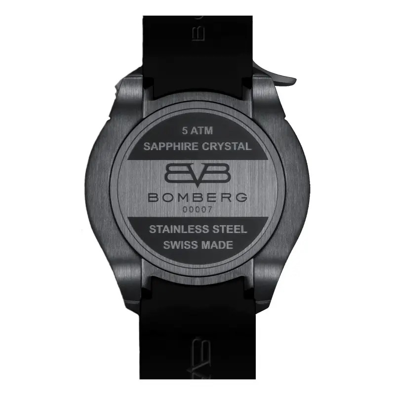 Bomberg  Мужские швейцарские часы, кварцевый механизм, сталь с покрытием, 45мм