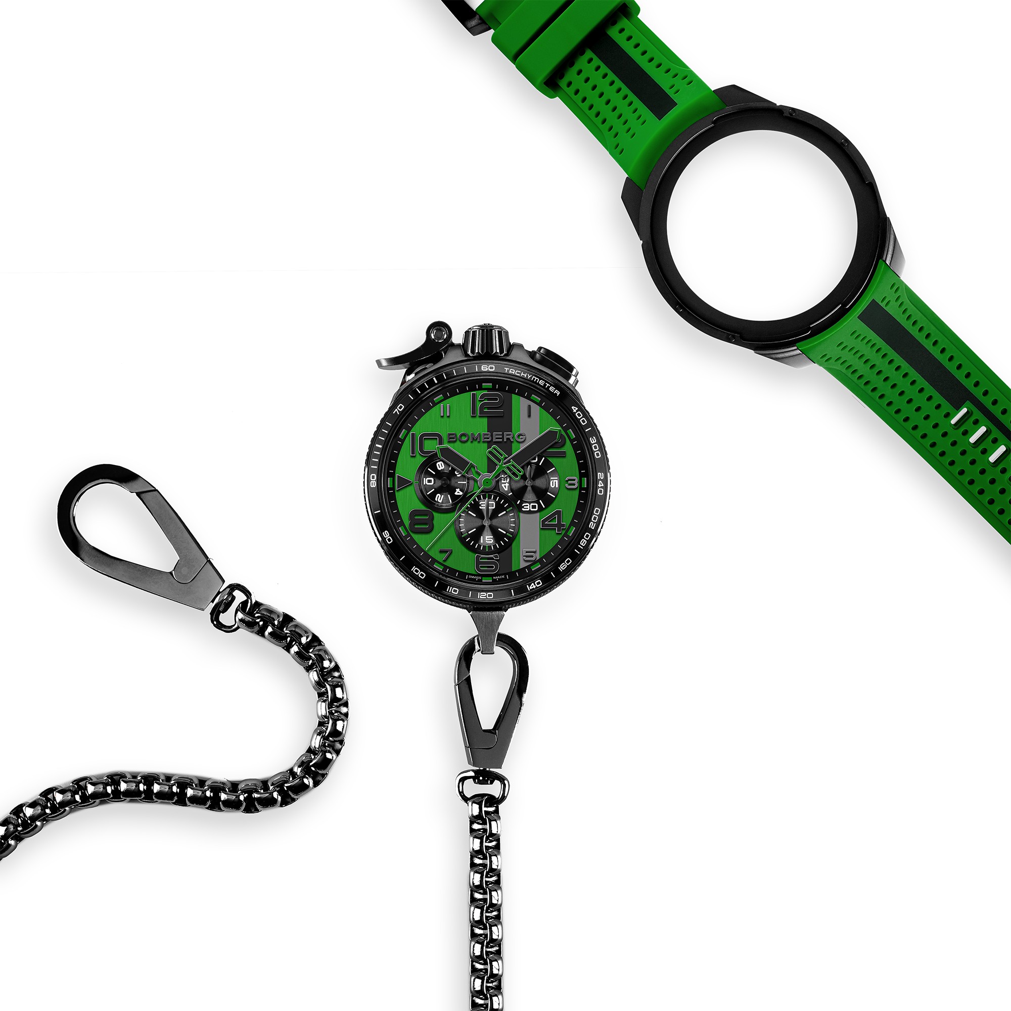 Bomberg  Мужские швейцарские часы, кварцевый механизм, сталь с покрытием, 45мм