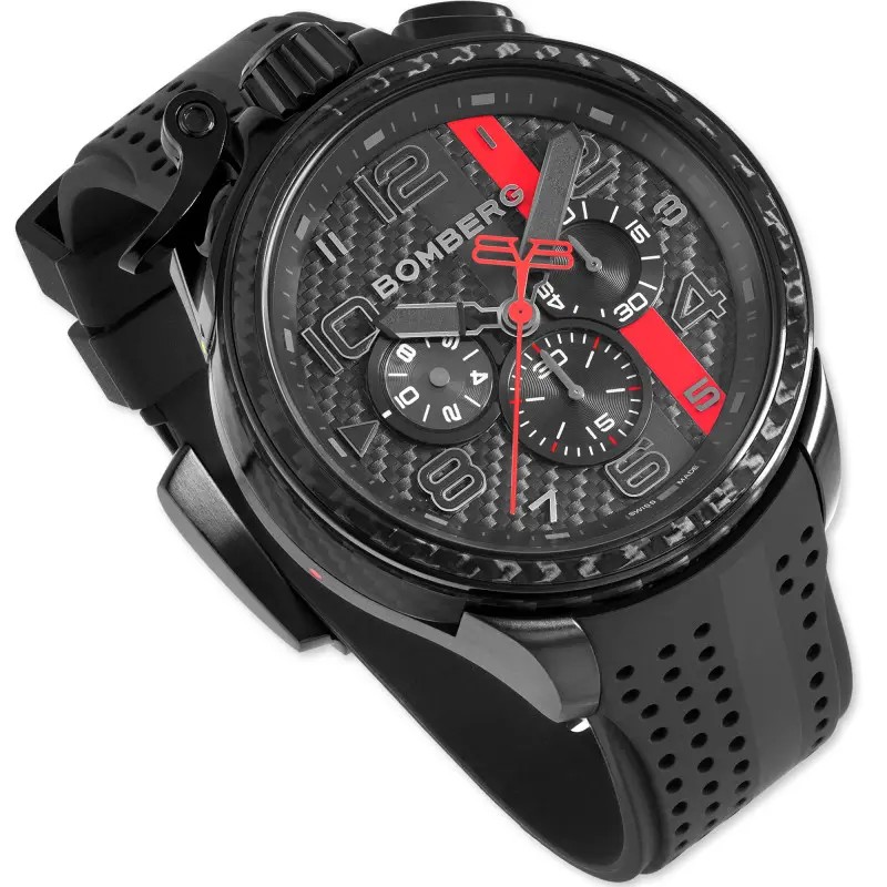 Bomberg  Мужские швейцарские часы, кварцевый механизм, сталь с покрытием, 45мм