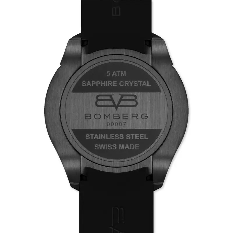 Bomberg  Мужские швейцарские часы, кварцевый механизм, сталь с покрытием, 45мм