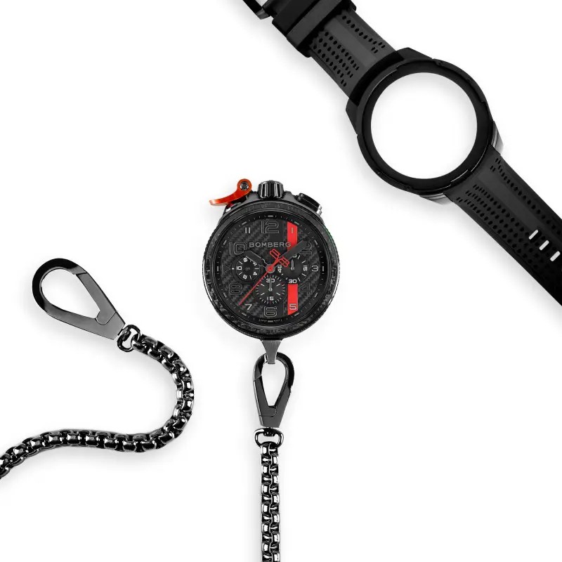 Bomberg  Мужские швейцарские часы, кварцевый механизм, сталь с покрытием, 45мм