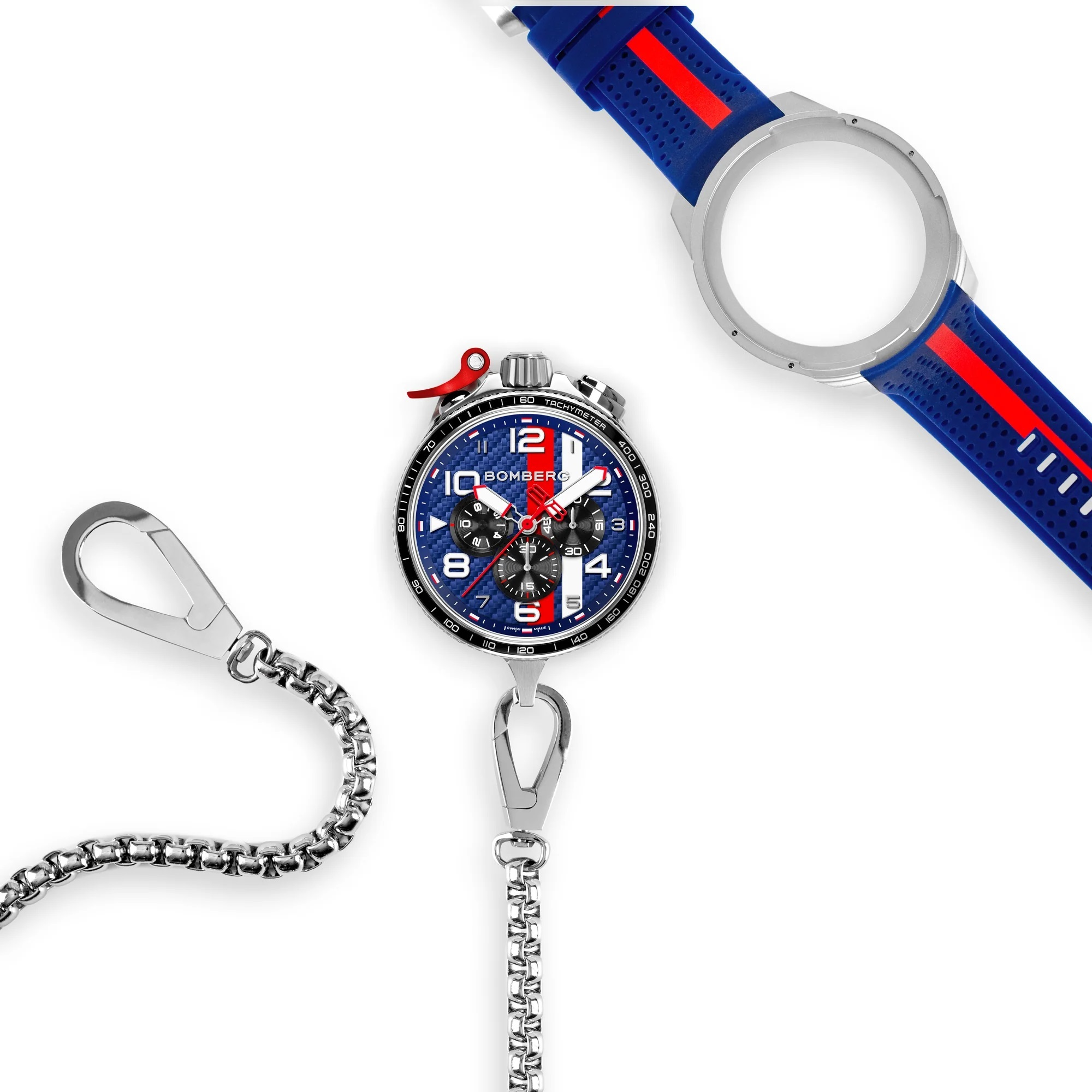 Bomberg  Мужские швейцарские часы, кварцевый механизм, сталь, 45мм