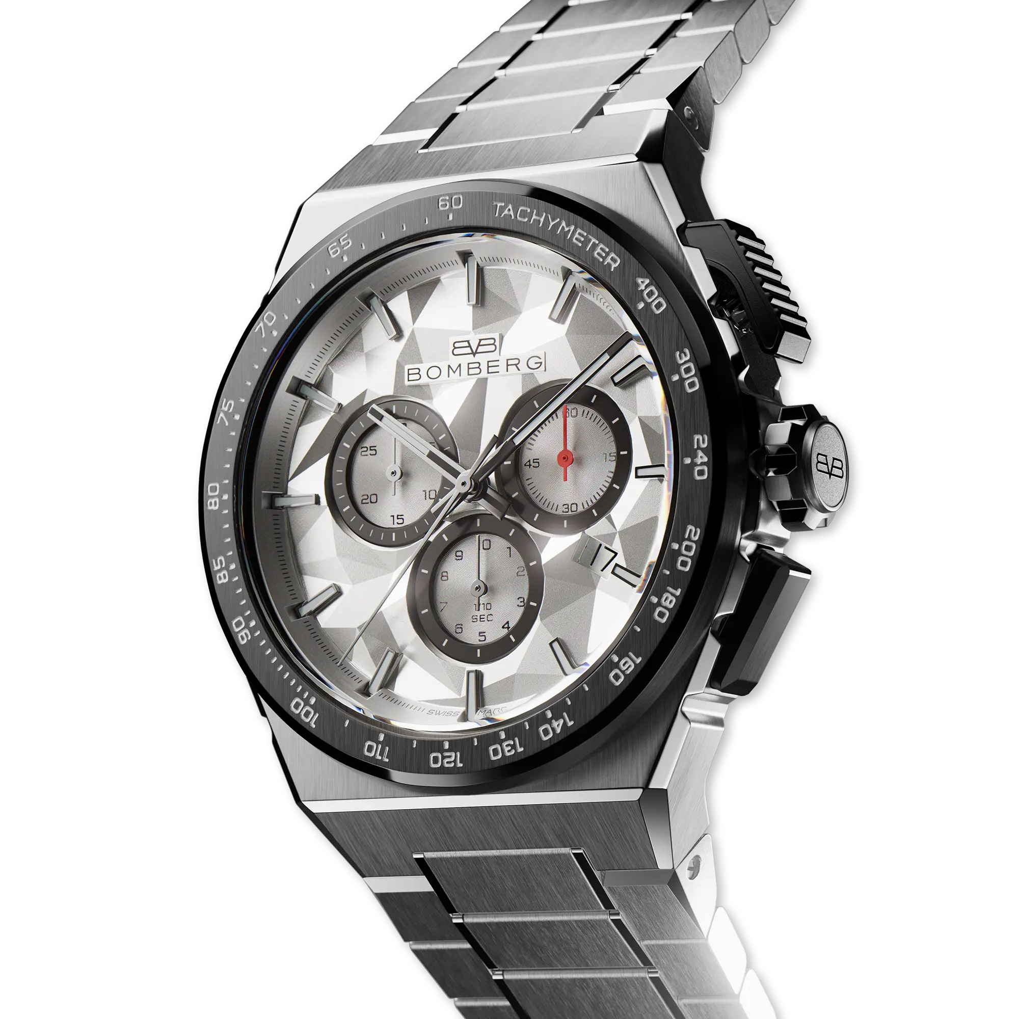 Bomberg  Мужские швейцарские часы, кварцевый механизм, сталь, 42мм