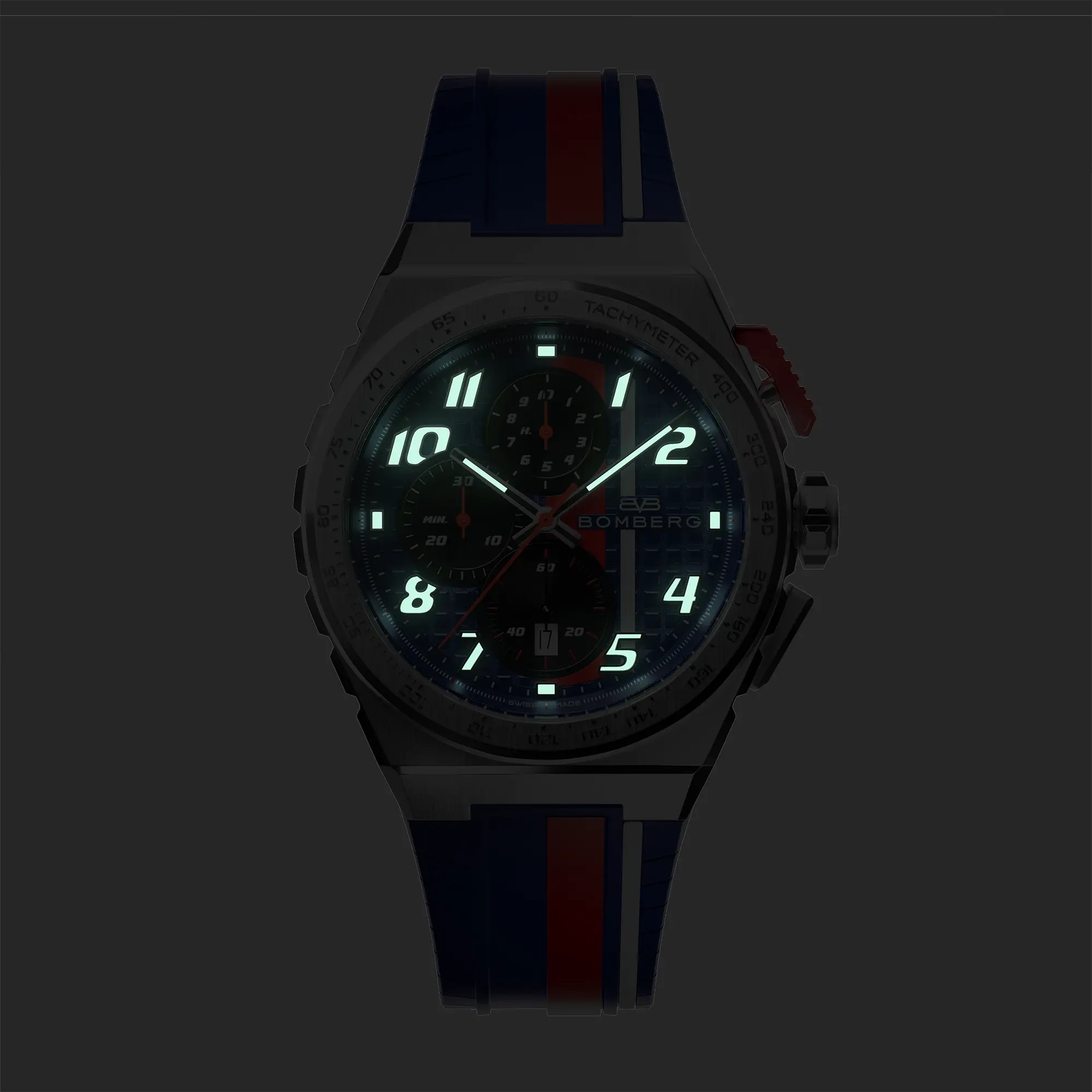 Bomberg  Мужские швейцарские часы, кварцевый механизм, сталь, 42мм