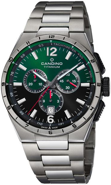 CANDINO  Мужские швейцарские часы, кварцевый механизм, титан, 43 мм