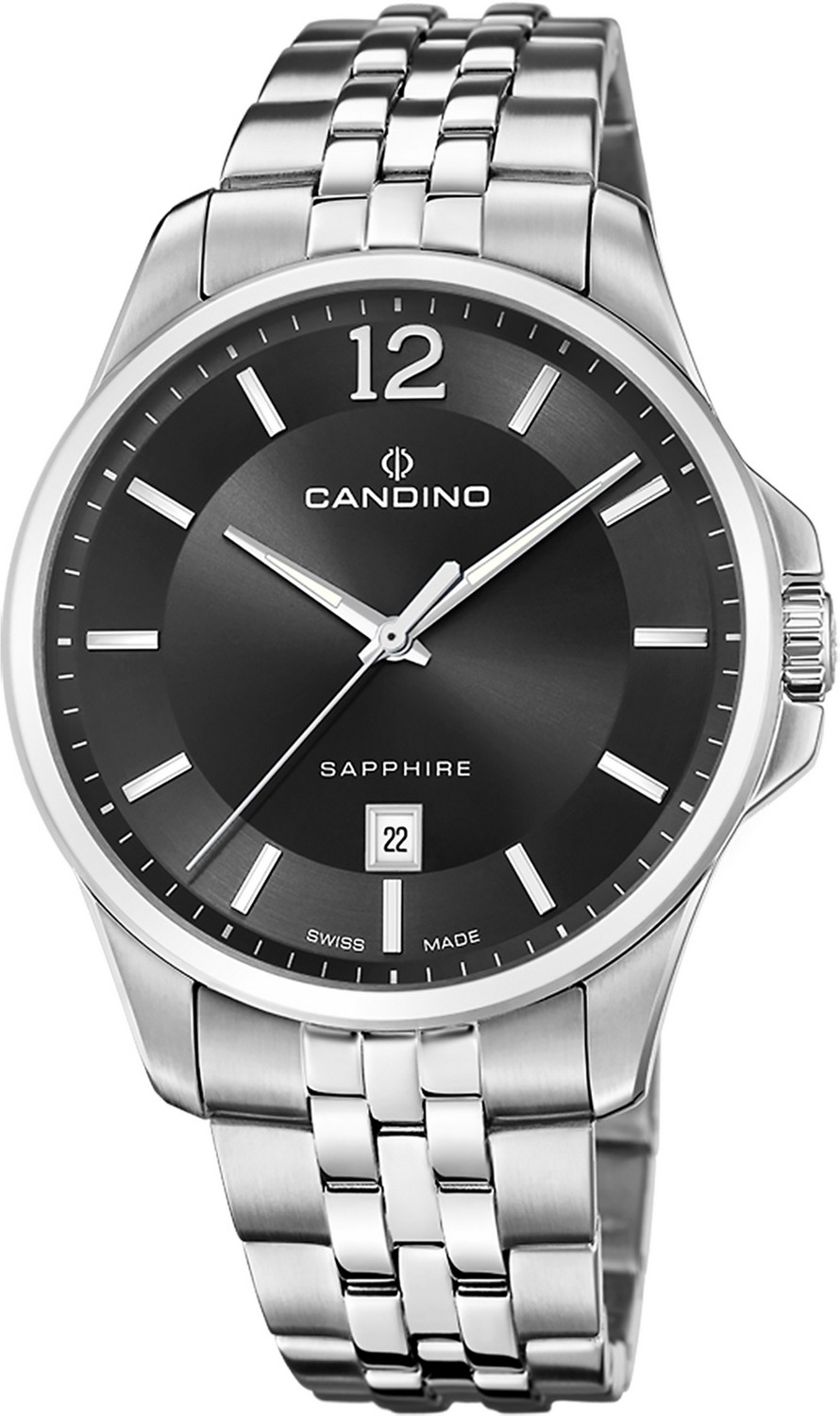 CANDINO  Мужские швейцарские часы, кварцевый механизм, сталь, 42 мм