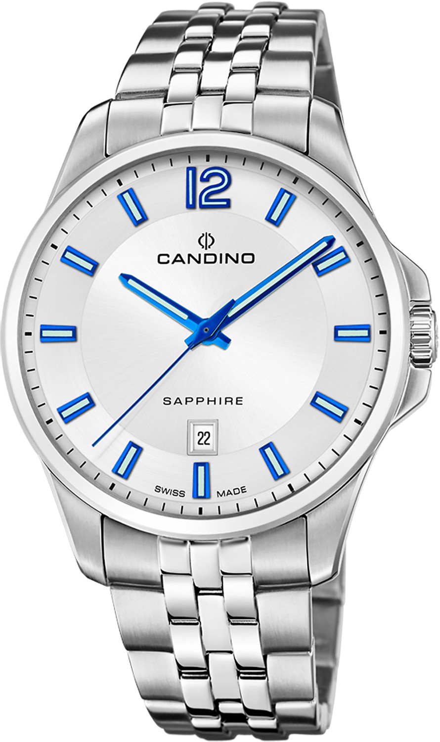 CANDINO  Мужские швейцарские часы, кварцевый механизм, сталь, 42 мм