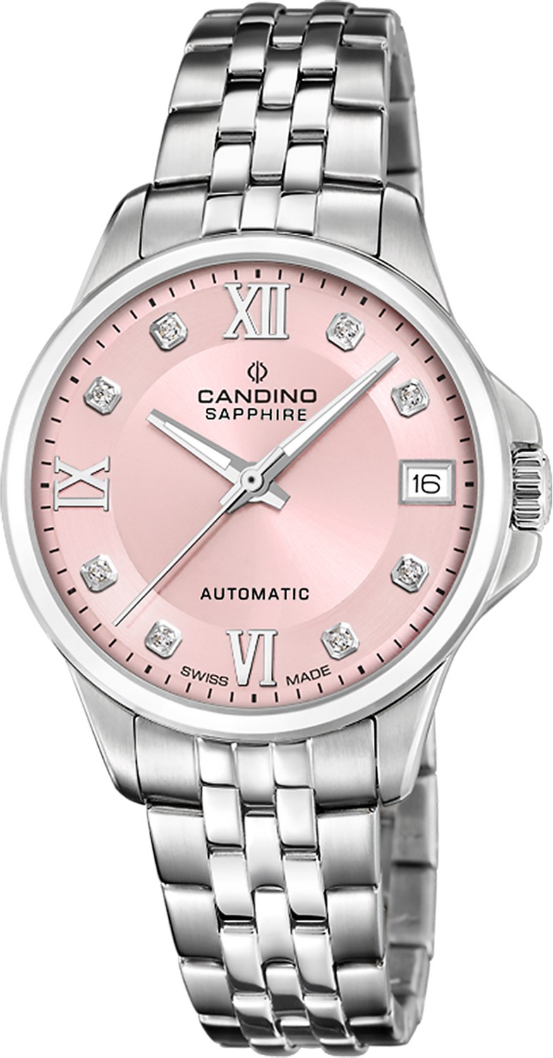 CANDINO  Женские швейцарские часы, автоматический механизм, сталь, 34 мм