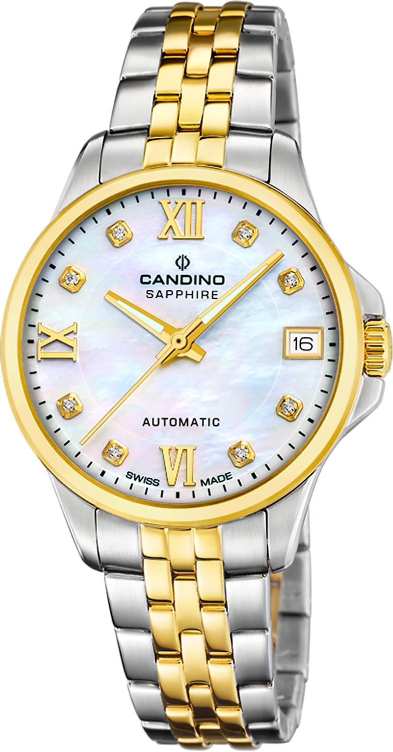 CANDINO  Женские швейцарские часы, автоматический механизм, сталь, 34 мм