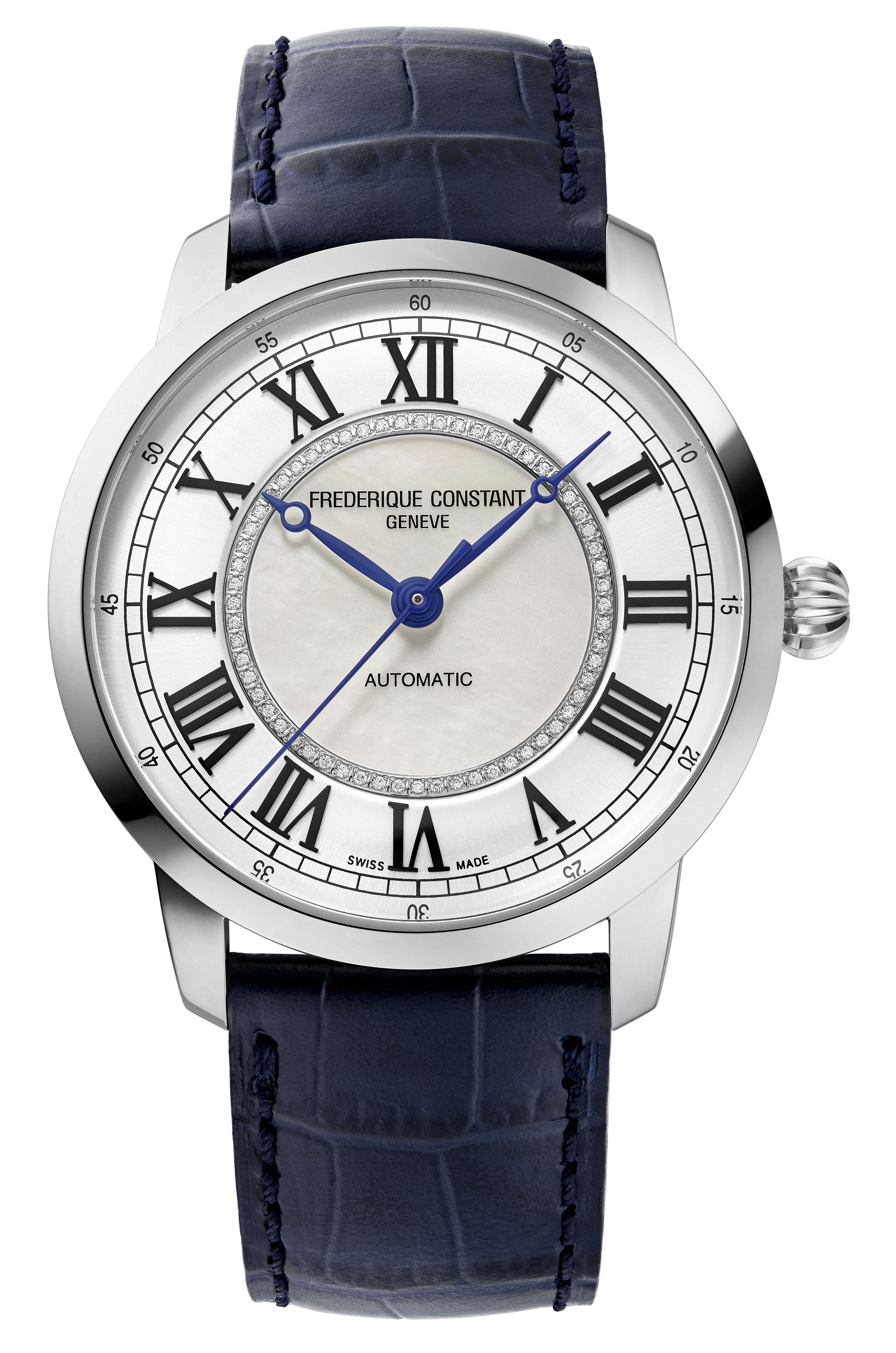 FREDERIQUE CONSTANT  Женские швейцарские часы, автоматический механизм, сталь, 38,5 мм