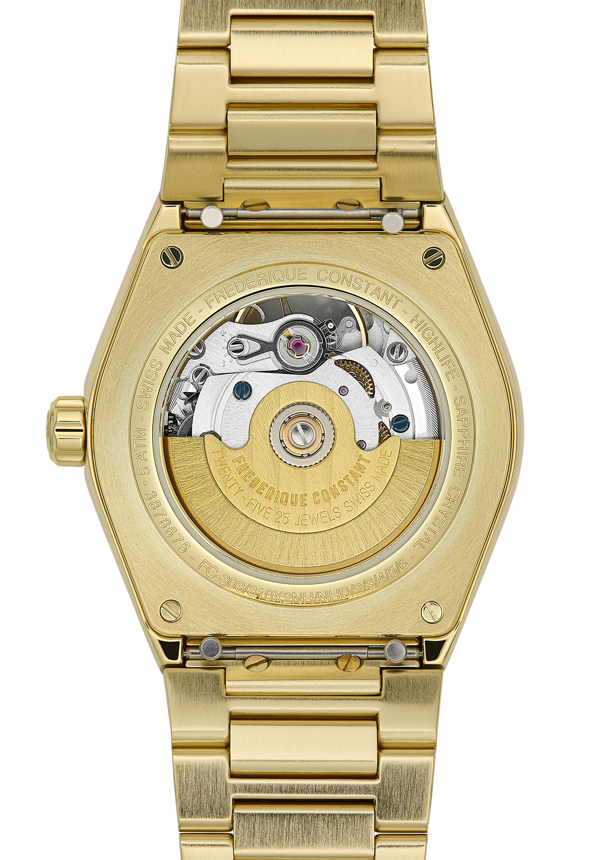 FREDERIQUE CONSTANT  Женские швейцарские часы с автоматическим механизмом, 34 мм. 
Стальной браслет с желтой позолотой, дополнительный белый каучуковый ремешок