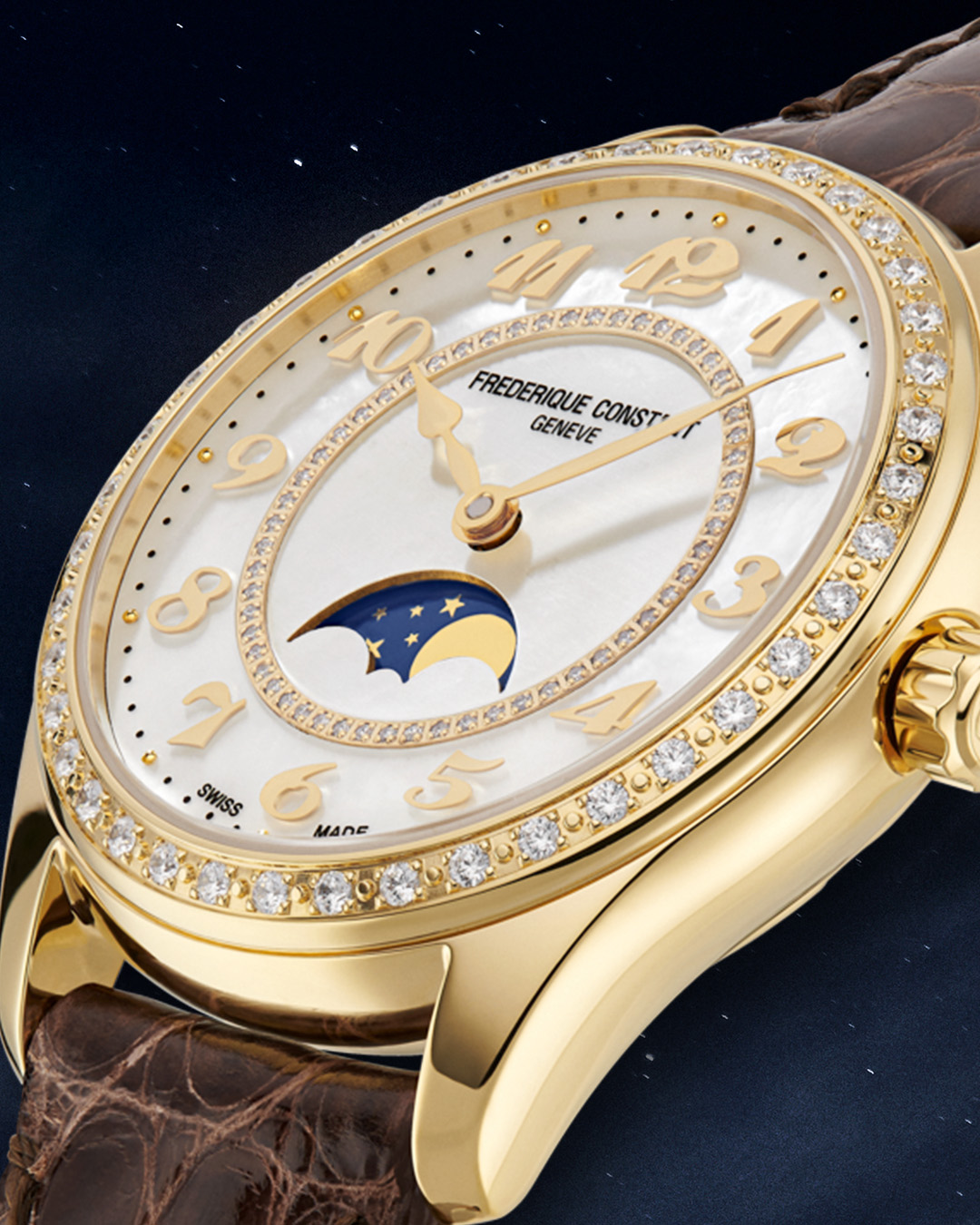 FREDERIQUE CONSTANT  Женские швейцарские часы, автоматический механизм, сталь с покрытием, 36 мм