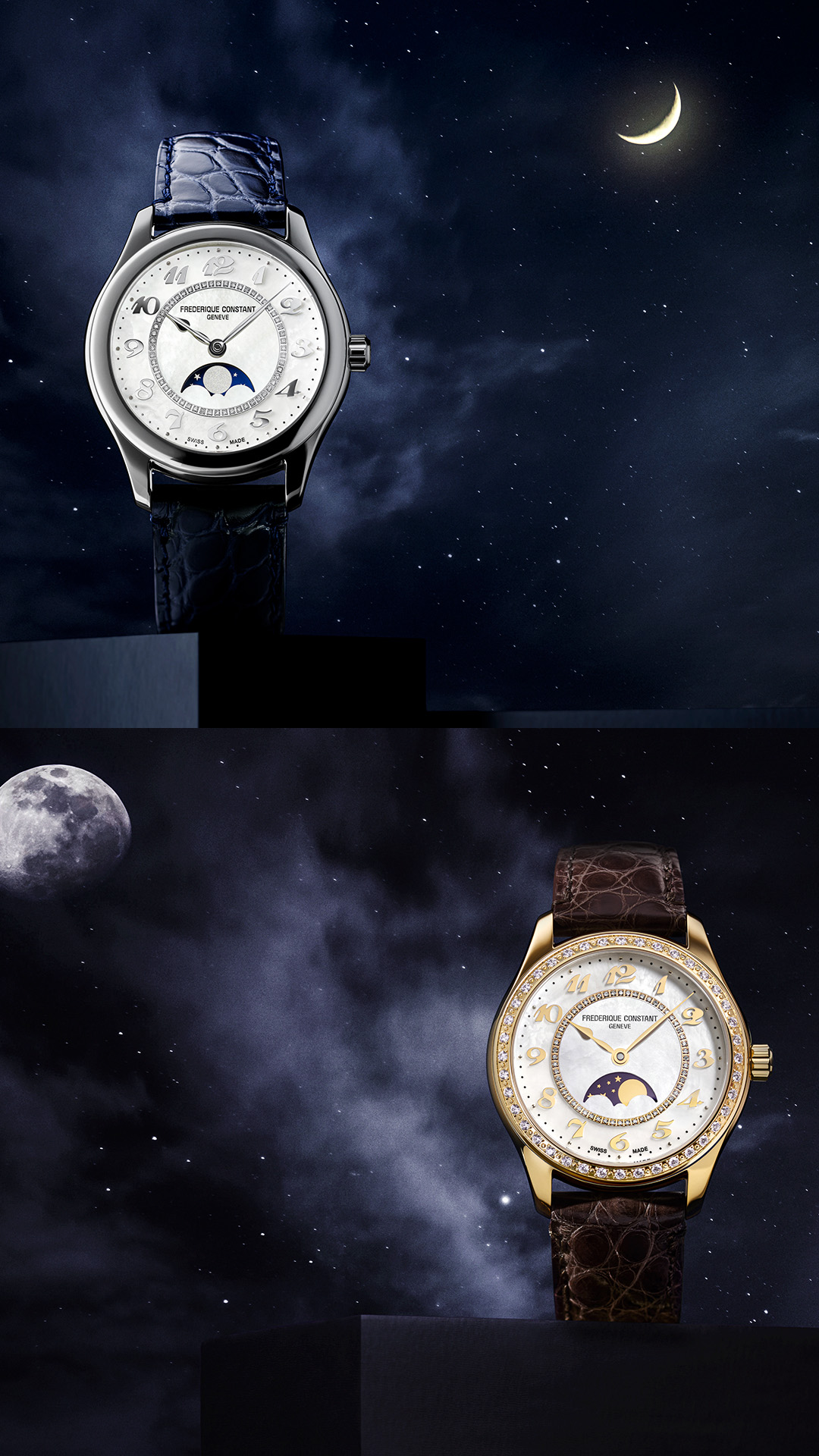 FREDERIQUE CONSTANT  Женские швейцарские часы, автоматический механизм, сталь с покрытием, 36 мм