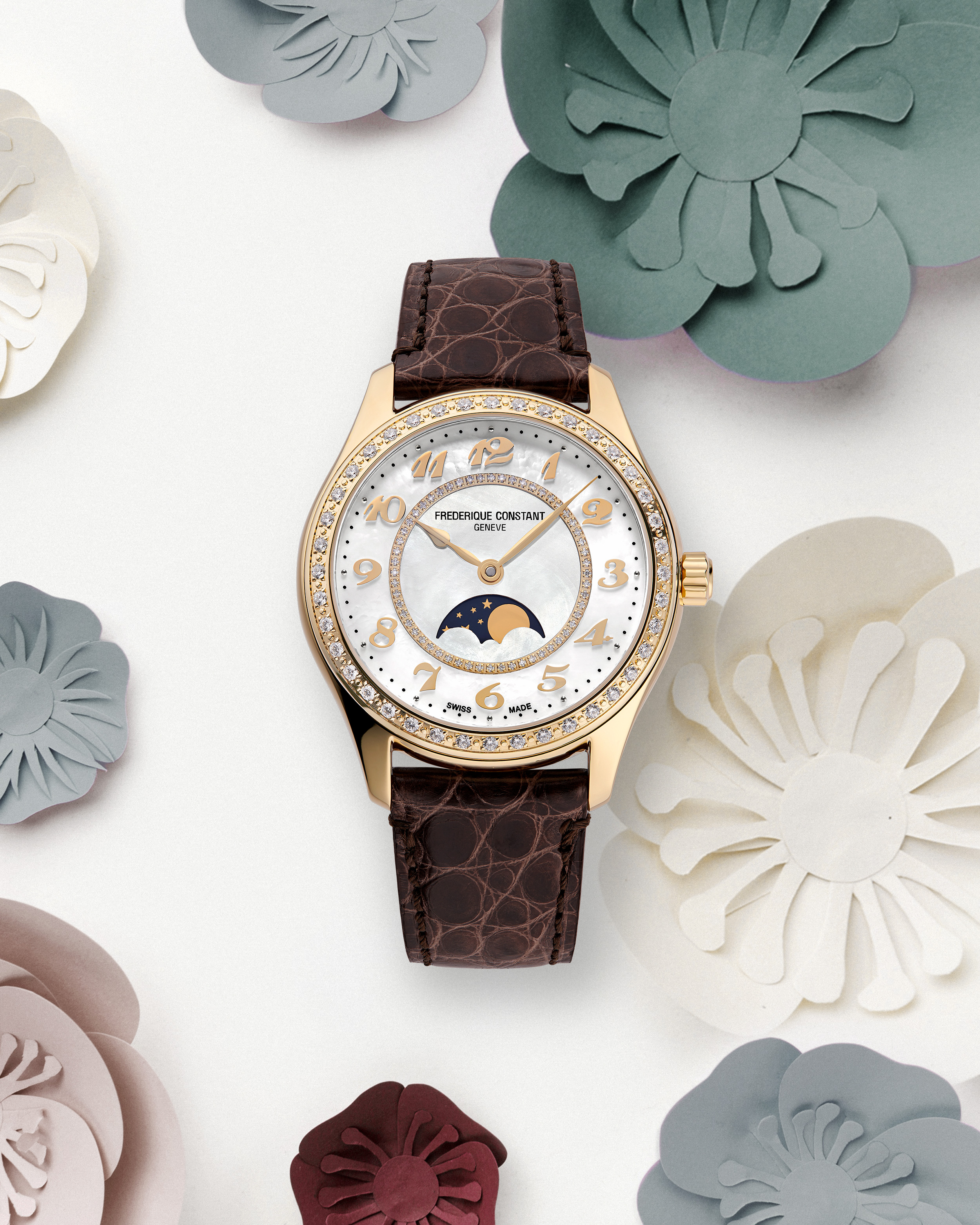 FREDERIQUE CONSTANT  Женские швейцарские часы, автоматический механизм, сталь с покрытием, 36 мм