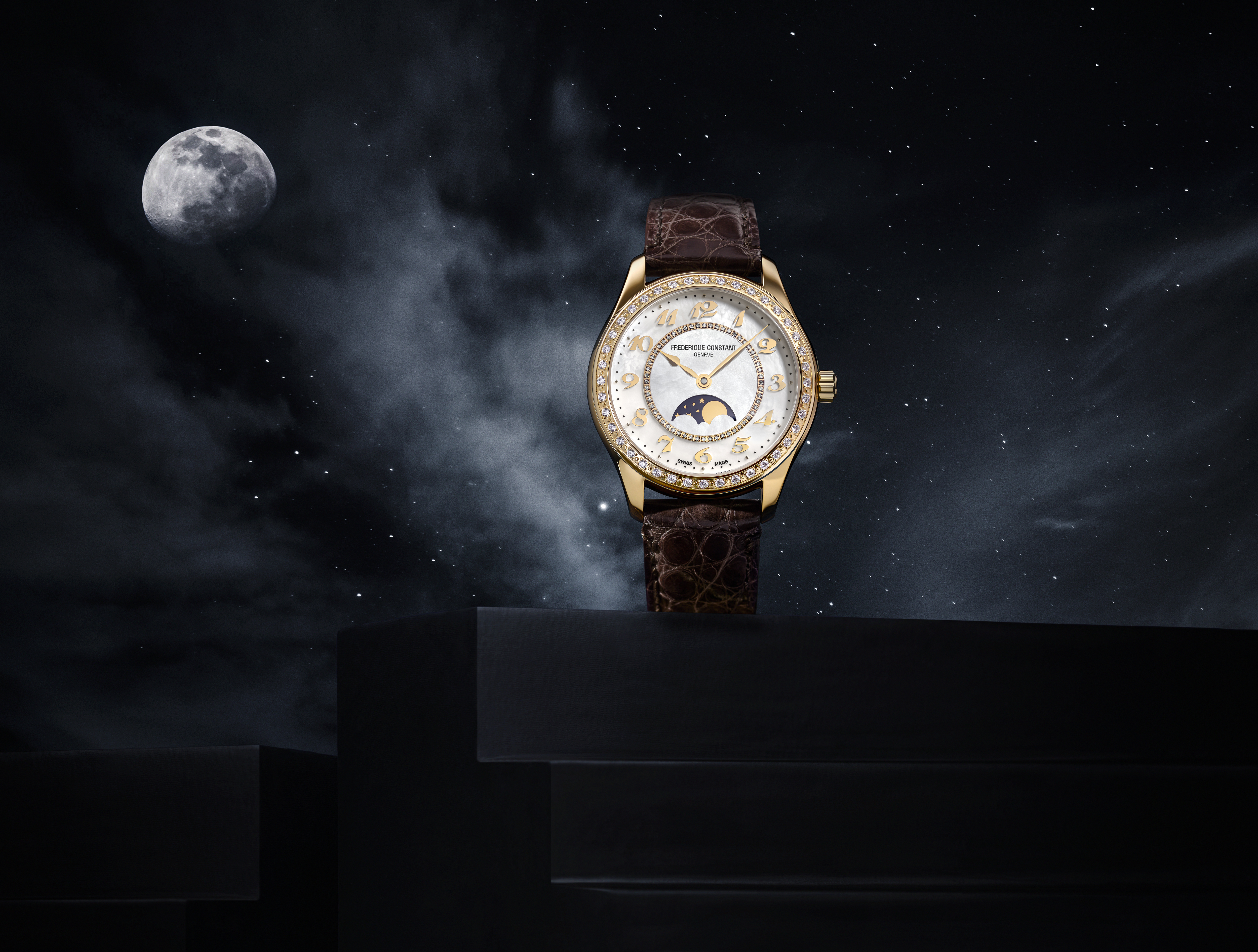 FREDERIQUE CONSTANT  Женские швейцарские часы, автоматический механизм, сталь с покрытием, 36 мм