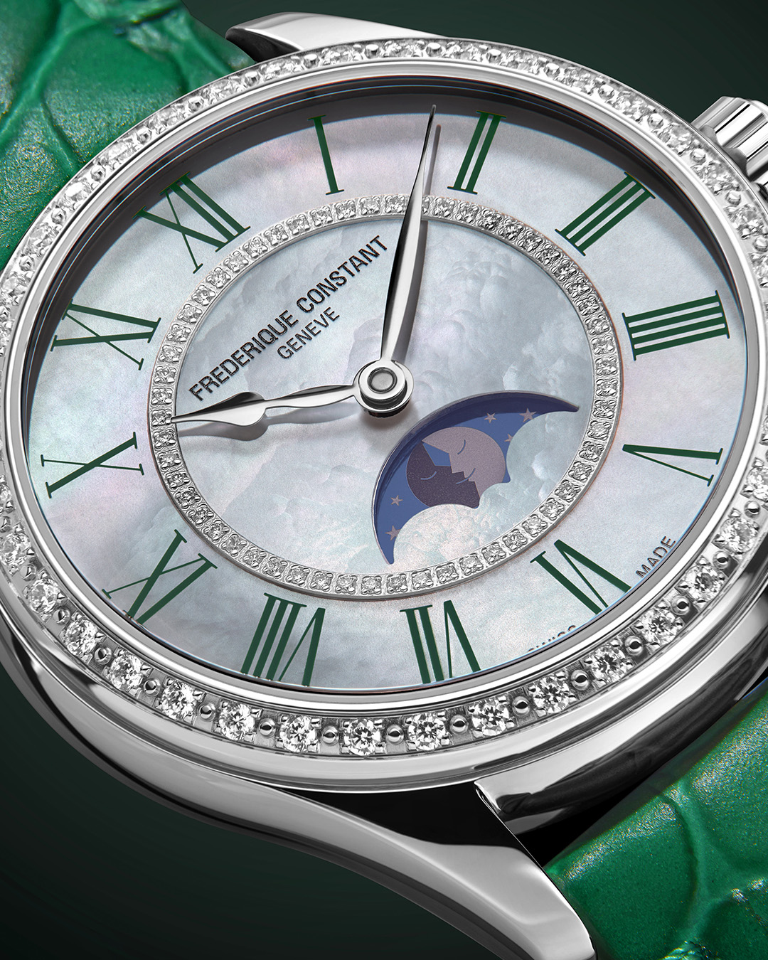 FREDERIQUE CONSTANT  Женские швейцарские часы, автоматический механизм, сталь, 36 мм
