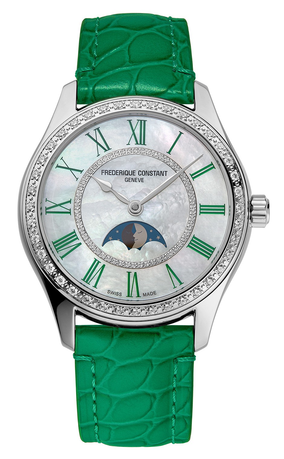 FREDERIQUE CONSTANT  Женские швейцарские часы, автоматический механизм, сталь, 36 мм