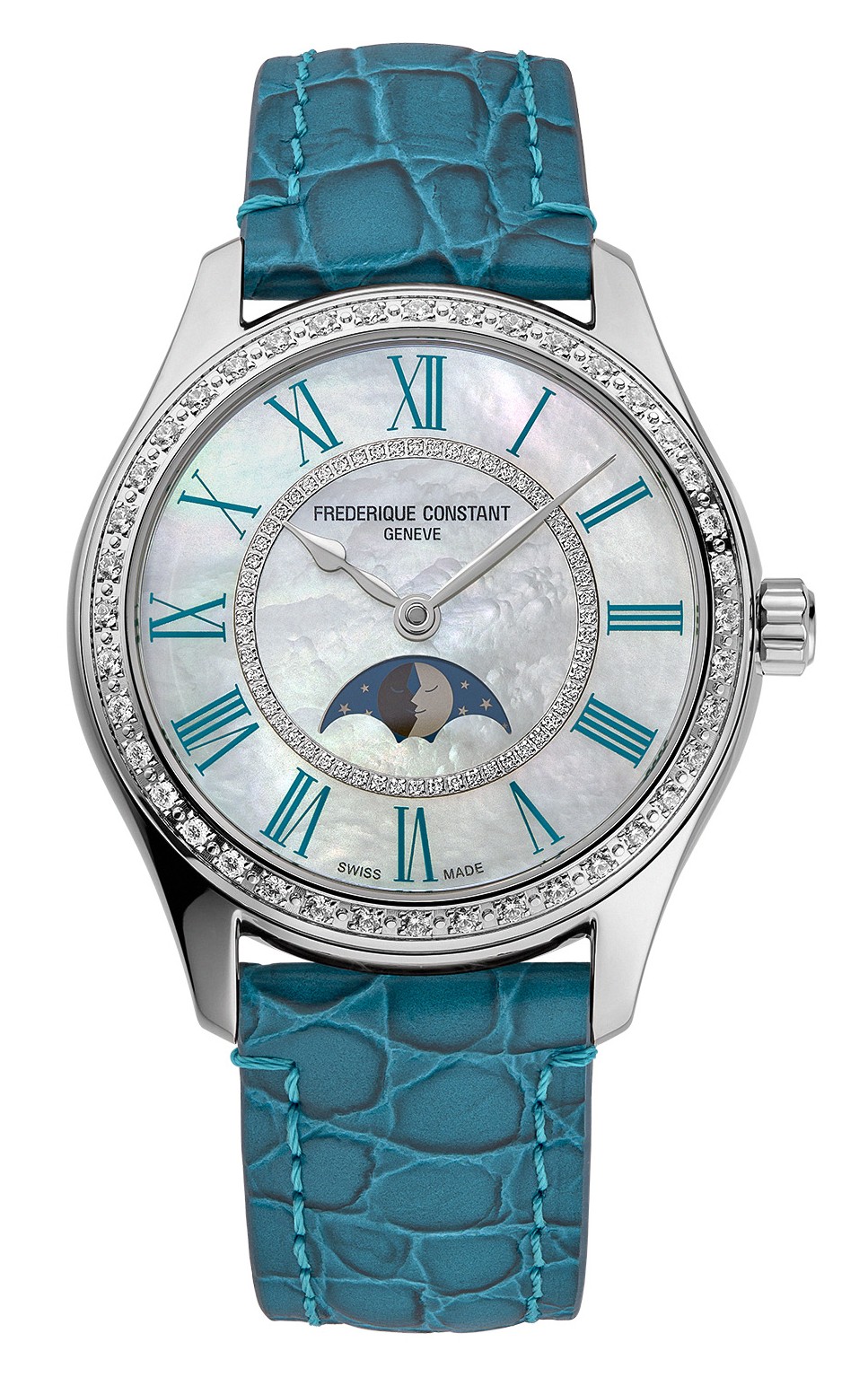 FREDERIQUE CONSTANT  Женские швейцарские часы, автоматический механизм, сталь, 36 мм