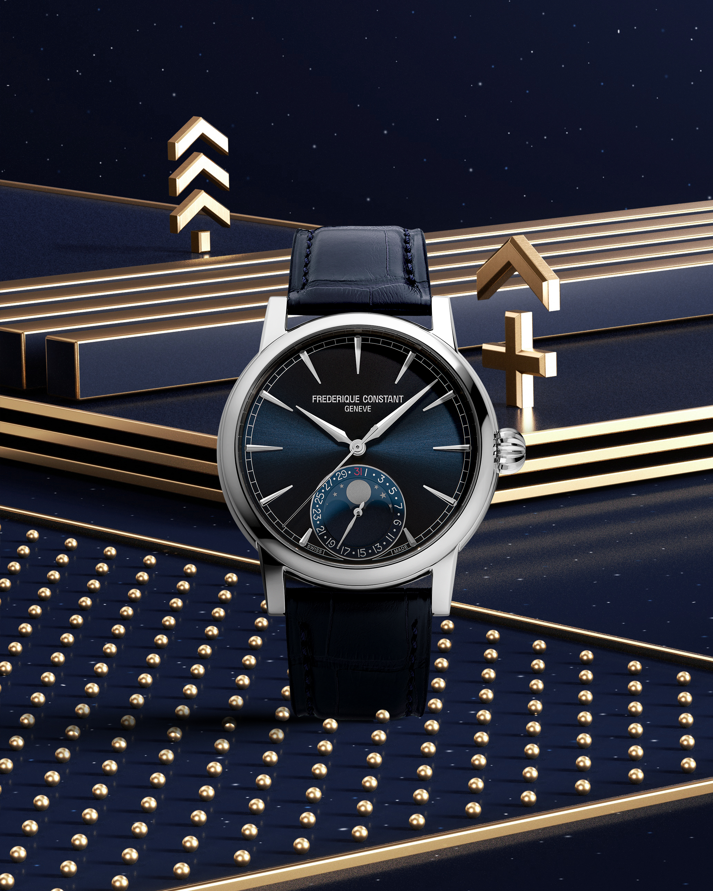 FREDERIQUE CONSTANT  Мужские швейцарские часы, автоматический механизм, сталь, 40 мм