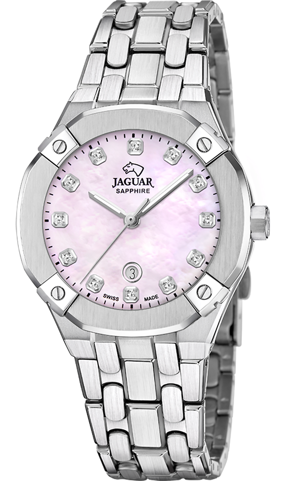 JAGUAR  Женские швейцарские часы, кварцевый механизм, сталь, 35,5 мм