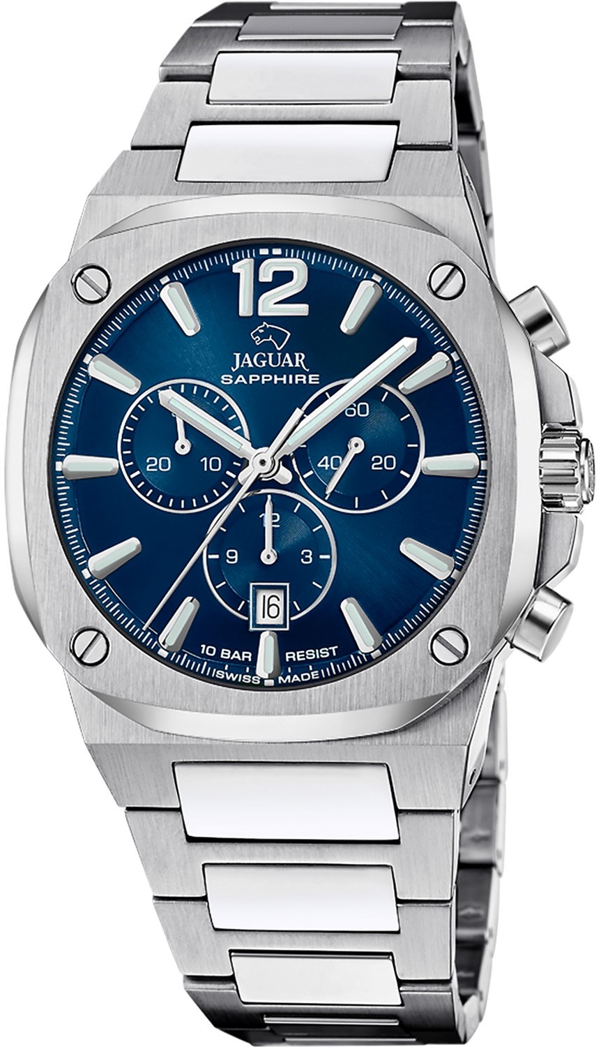 JAGUAR  Мужские швейцарские часы, кварцевый механизм, сталь, 43*43 мм