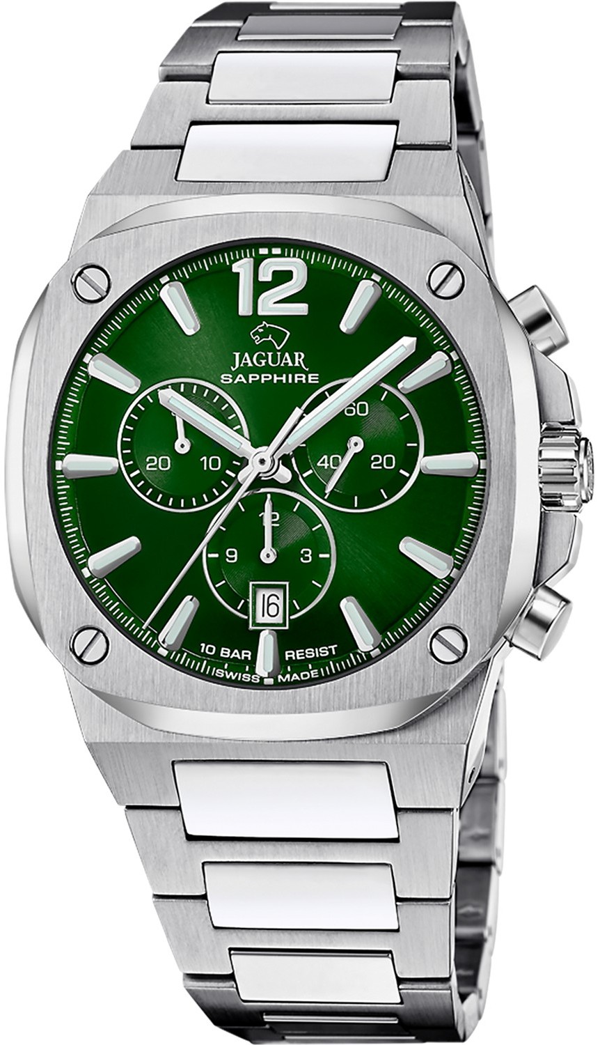 JAGUAR  Мужские швейцарские часы, кварцевый механизм, сталь, 43*43 мм
