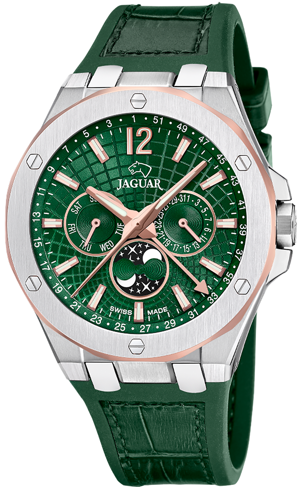 JAGUAR  Мужские швейцарские часы, кварцевый механизм, сталь, 44 мм