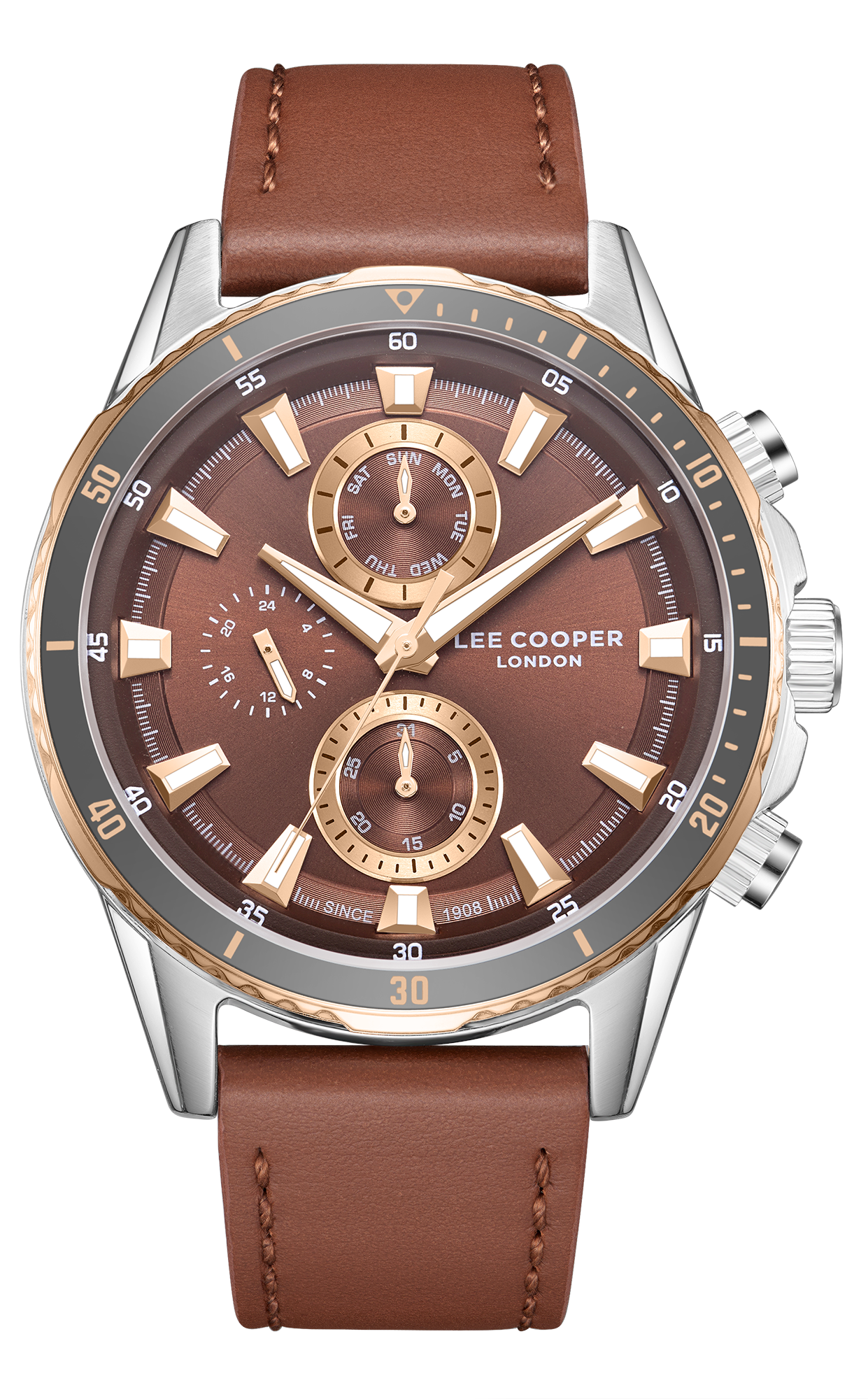 LEE COOPER  Мужские часы, кварцевый механизм, суперметалл с покрытием, 46 мм