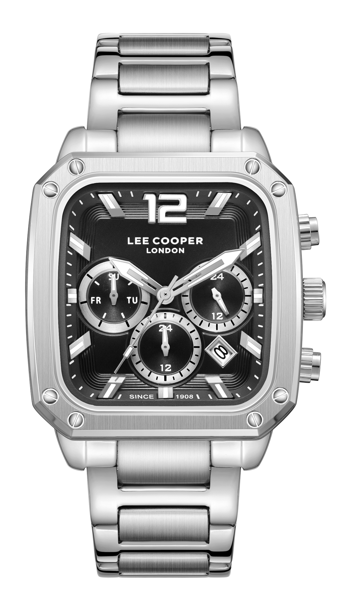 LEE COOPER   часы, кварцевый механизм, суперметалл, 39x49 мм