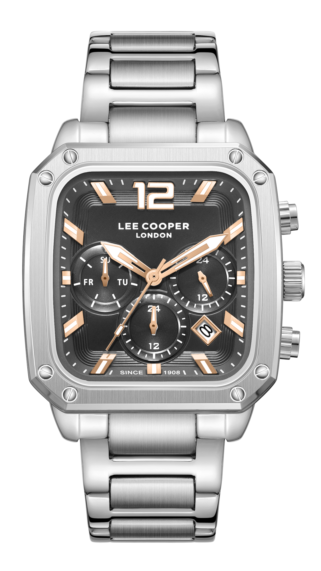 LEE COOPER   часы, кварцевый механизм, суперметалл, 39x49 мм
