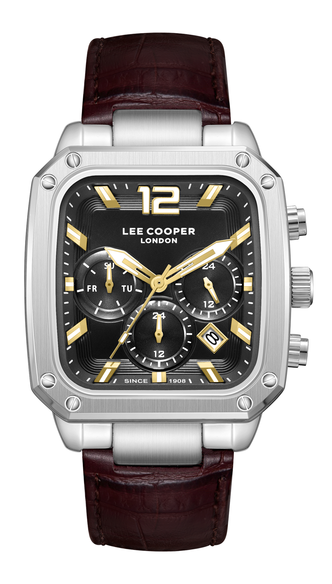 LEE COOPER   часы, кварцевый механизм, суперметалл, 39x49 мм
