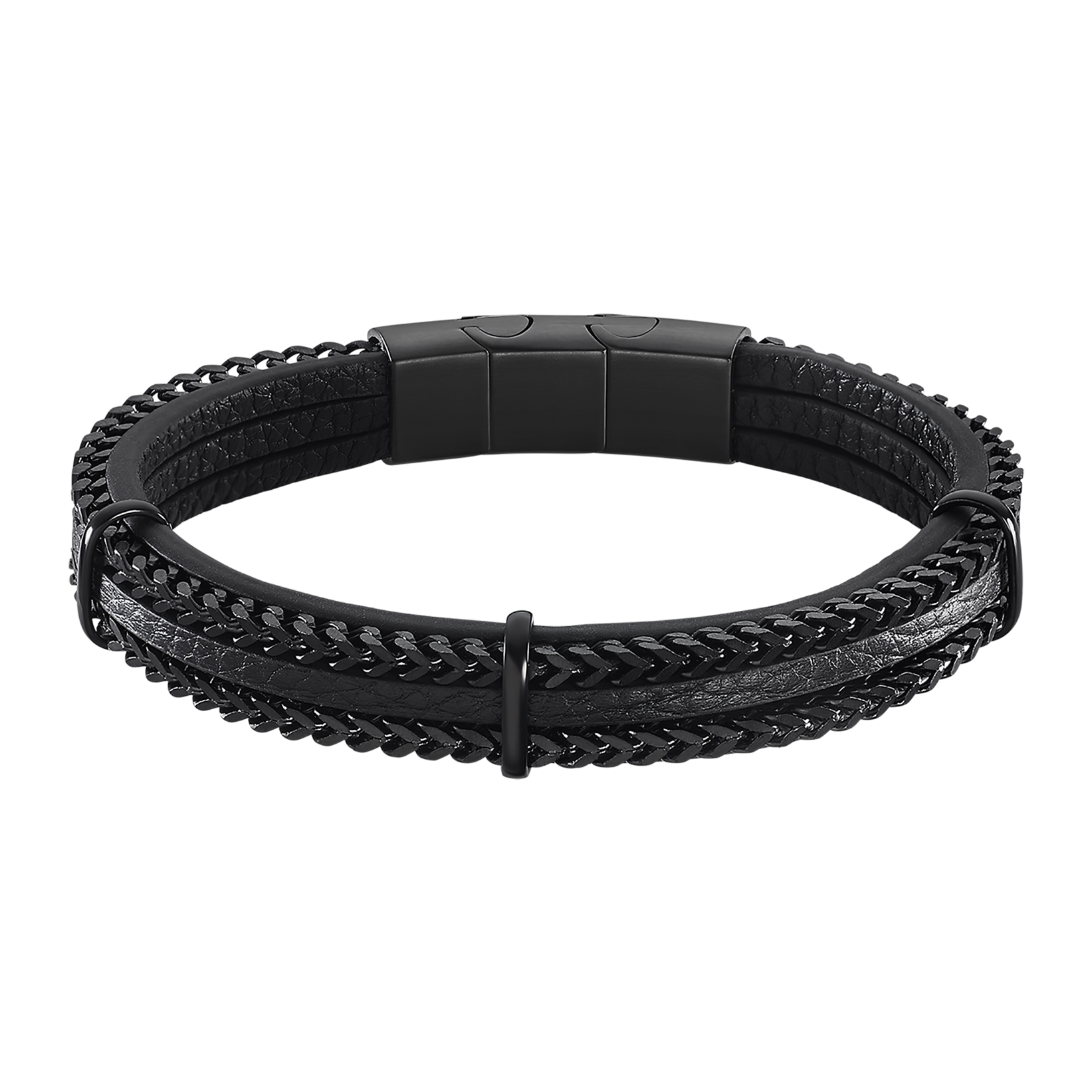 Men Basic Браслет(LS2206-2/1) Мужской браслет Lotus из стали с черным покрытием и вставками из кожи