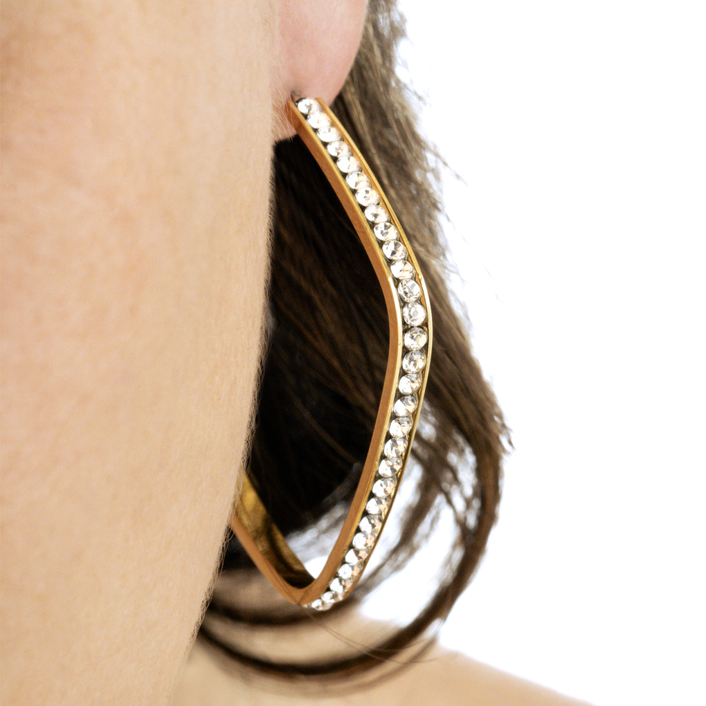 Urban Woman Серьги(LS2357-4/2) Серьги Lotus из нержавеющей стали с золотистым покрытием и вставками из циркония