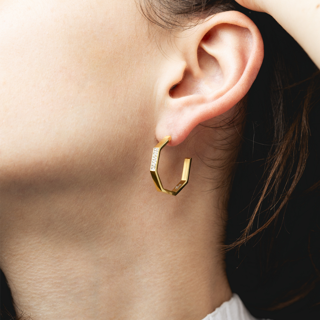 Urban Woman Серьги(LS2358-4/2) Серьги Lotus из нержавеющей стали с золотистым покрытием, вставки из циркония 