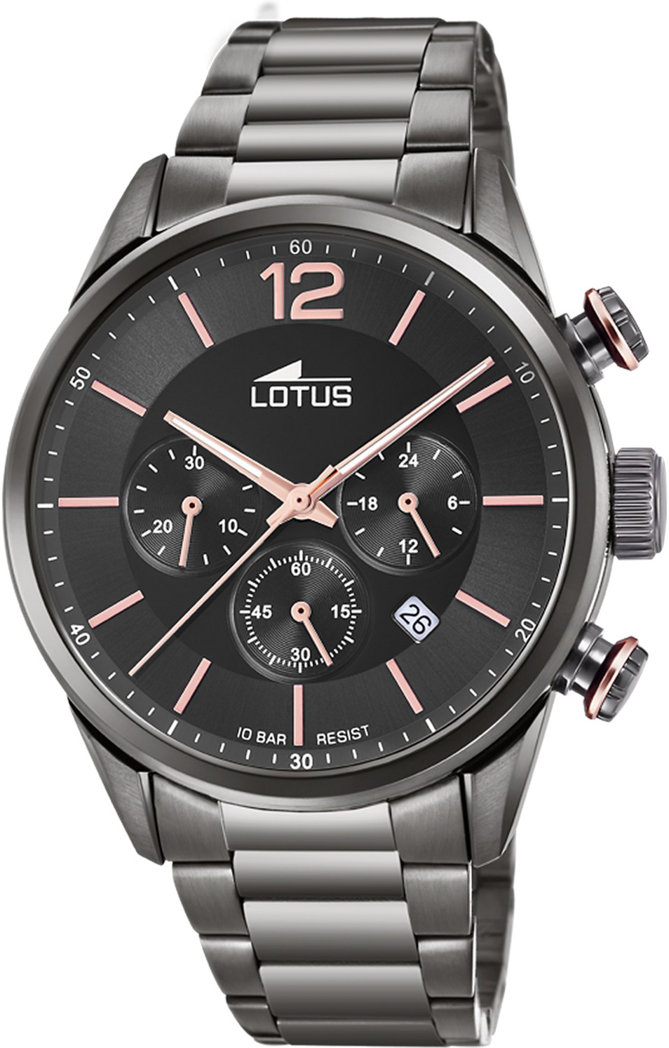 LOTUS  Мужские часы, кварцевый механизм, сталь с покрытием, 43 мм