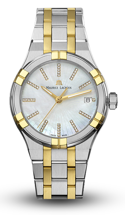 MAURICE LACROIX AIKON QUARTZ  швейцарские часы, кварцевый механизм, сталь с покрытием, 35 мм