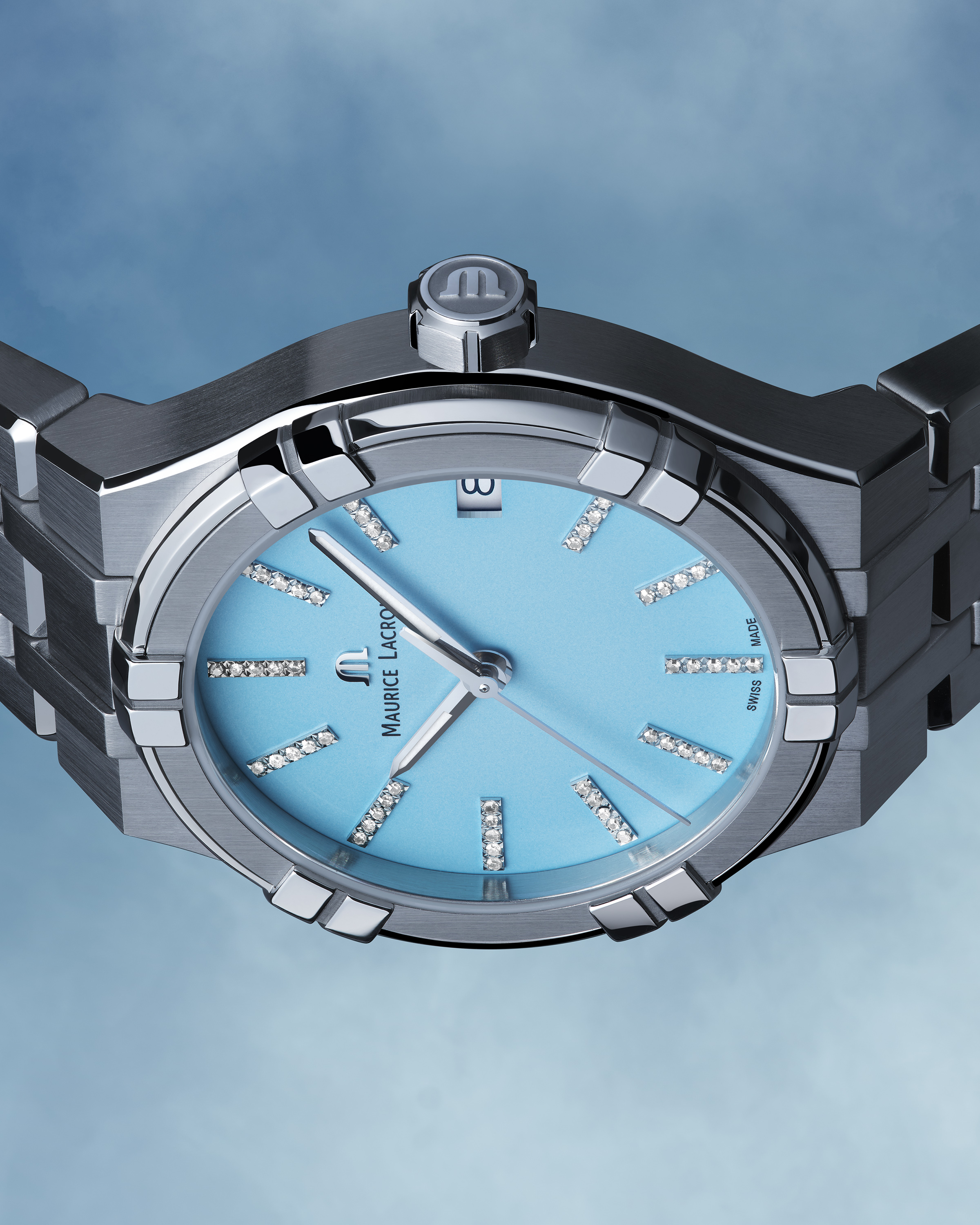 MAURICE LACROIX AIKON QUARTZ  Женские швейцарские часы, кварцевый механизм, сталь, 35 мм