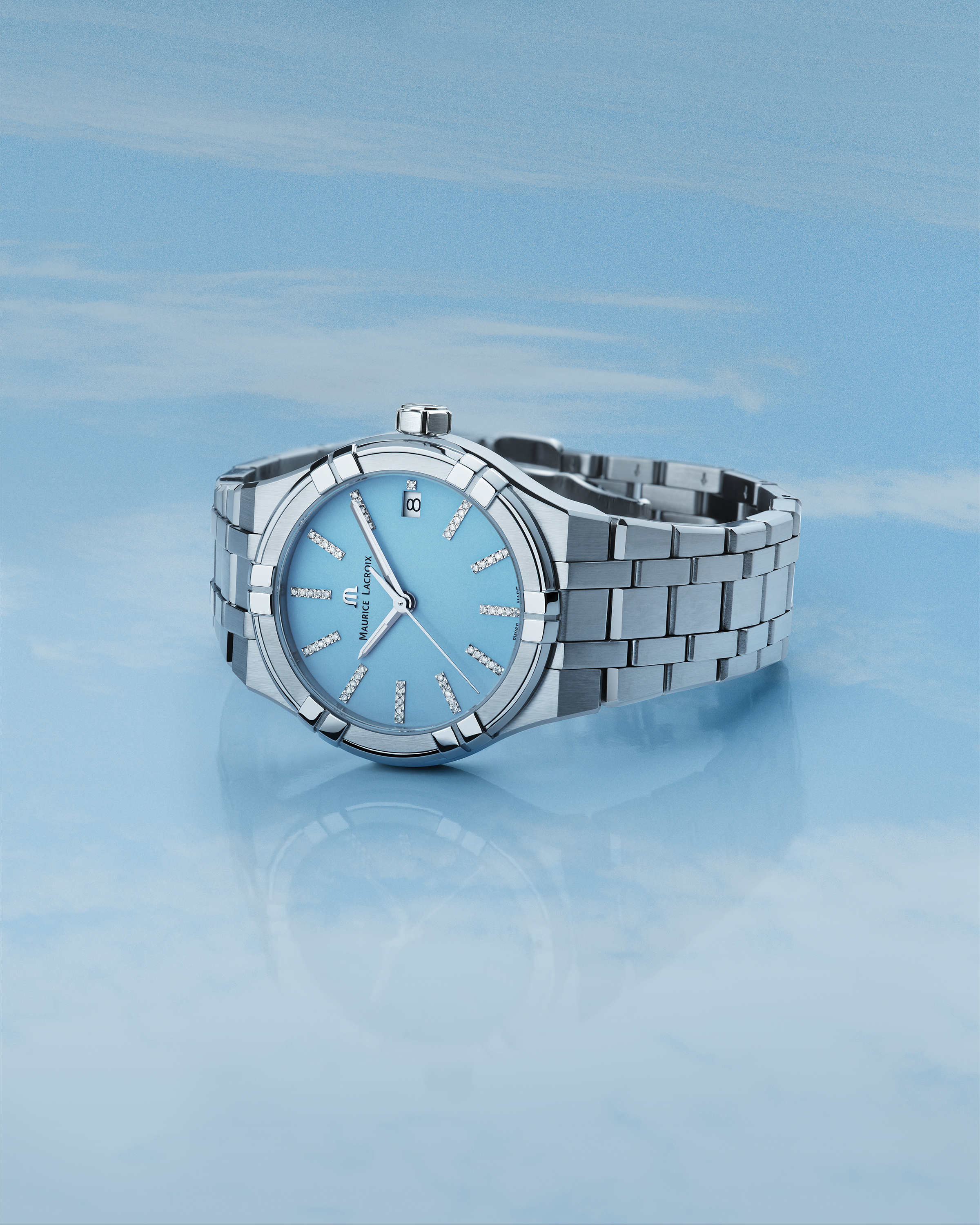 MAURICE LACROIX AIKON QUARTZ  Женские швейцарские часы, кварцевый механизм, сталь, 35 мм