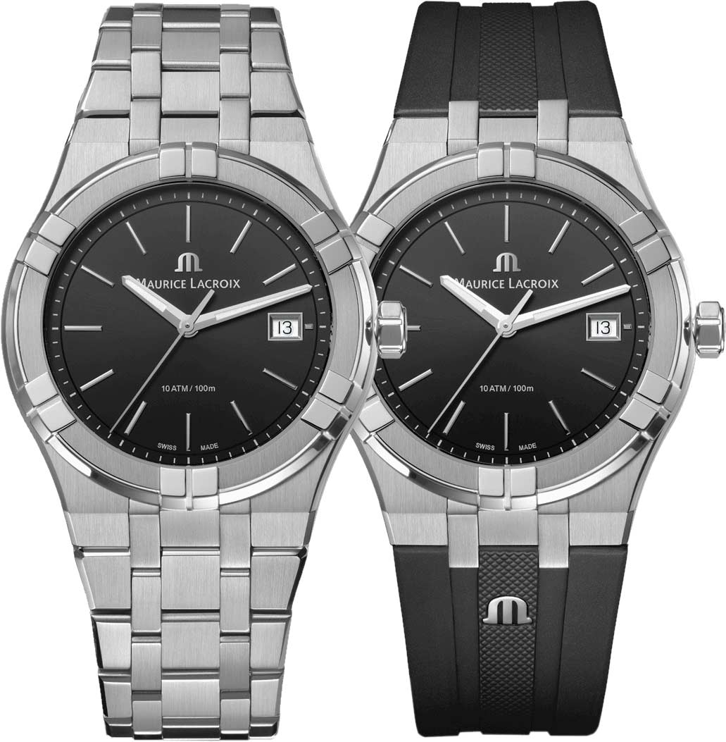 MAURICE LACROIX AIKON QUARTZ  швейцарские часы, кварцевый механизм, сталь, 40 мм